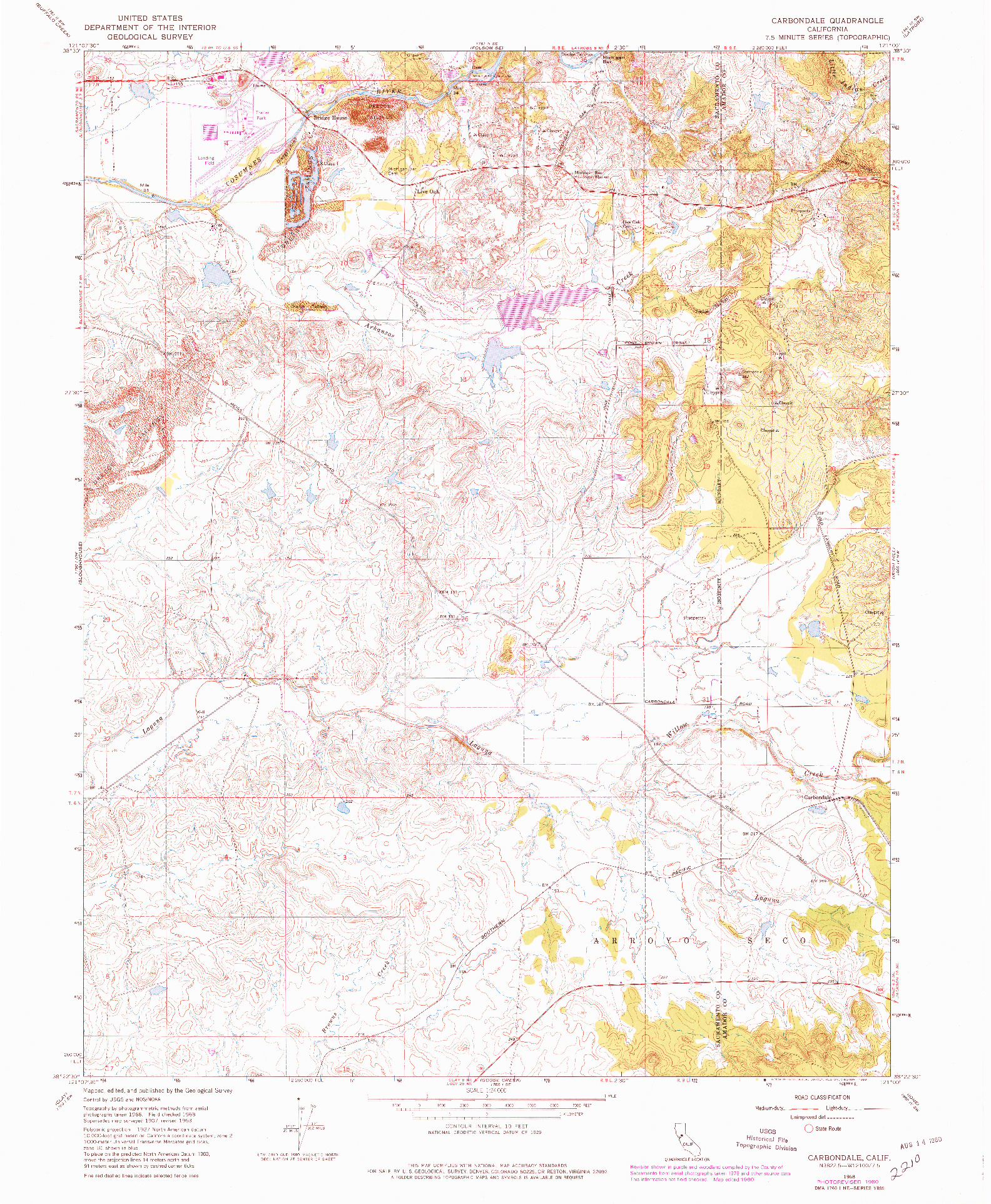 USGS 1:24000-SCALE QUADRANGLE FOR CARBONDALE, CA 1968