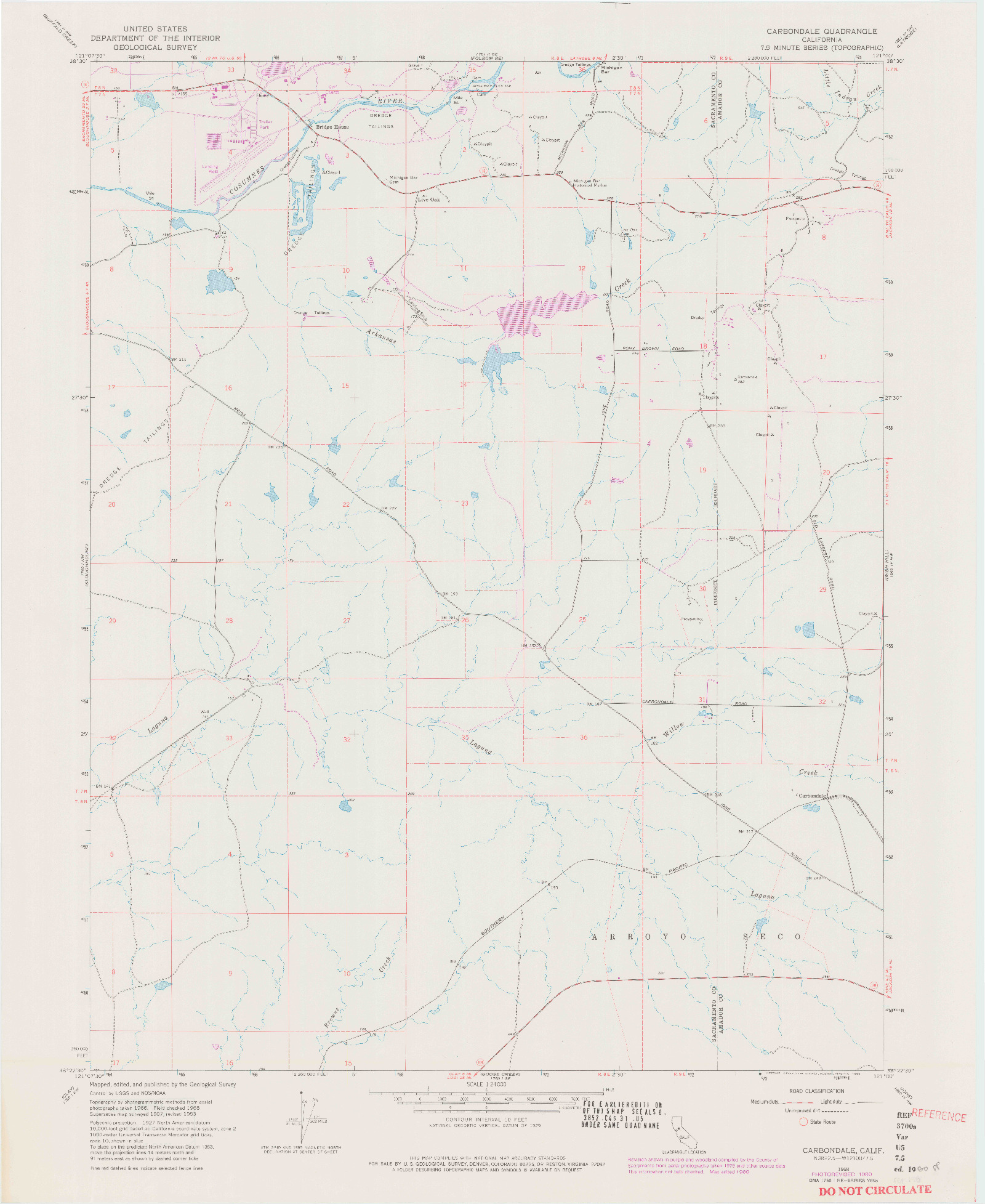 USGS 1:24000-SCALE QUADRANGLE FOR CARBONDALE, CA 1968