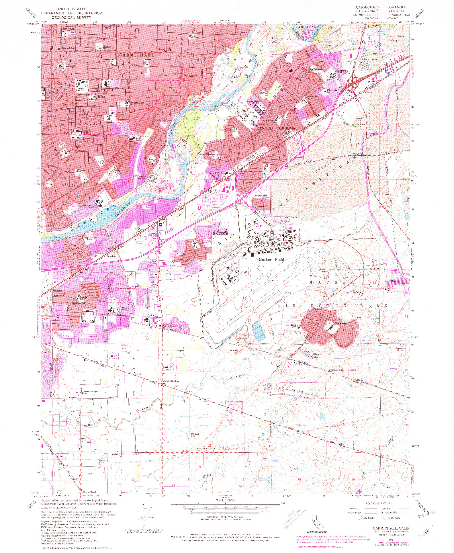 USGS 1:24000-SCALE QUADRANGLE FOR CARMICHAEL, CA 1967