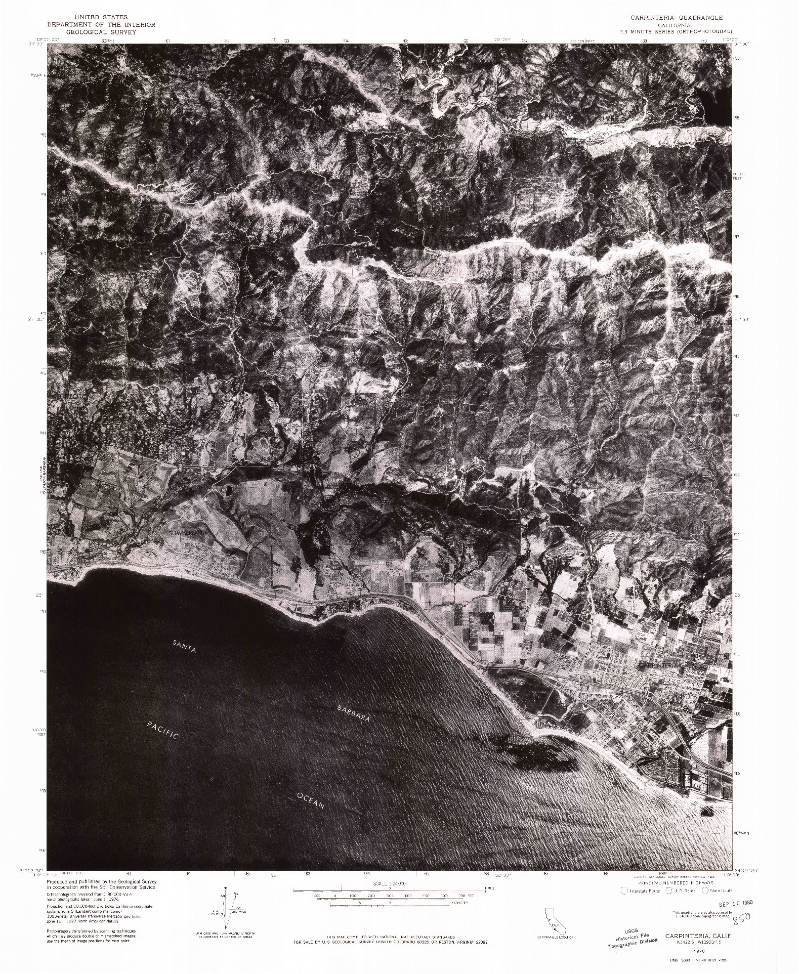 USGS 1:24000-SCALE QUADRANGLE FOR CARPINTERIA, CA 1976