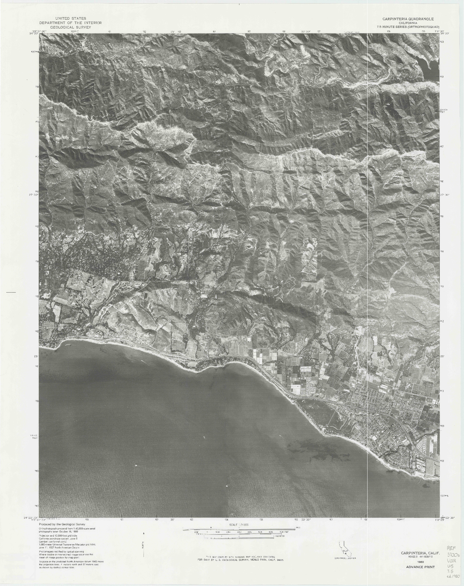 USGS 1:24000-SCALE QUADRANGLE FOR CARPINTERIA, CA 1980