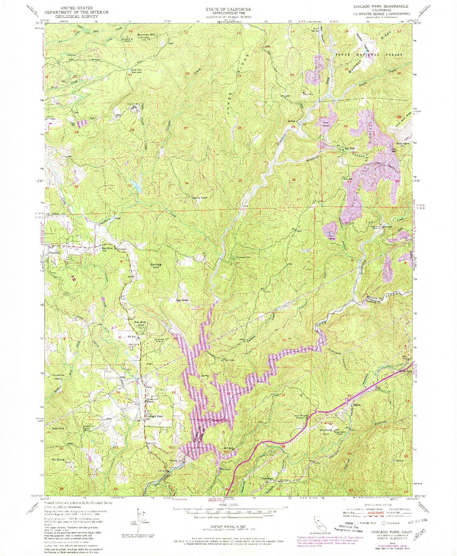 USGS 1:24000-SCALE QUADRANGLE FOR CHICAGO PARK, CA 1949