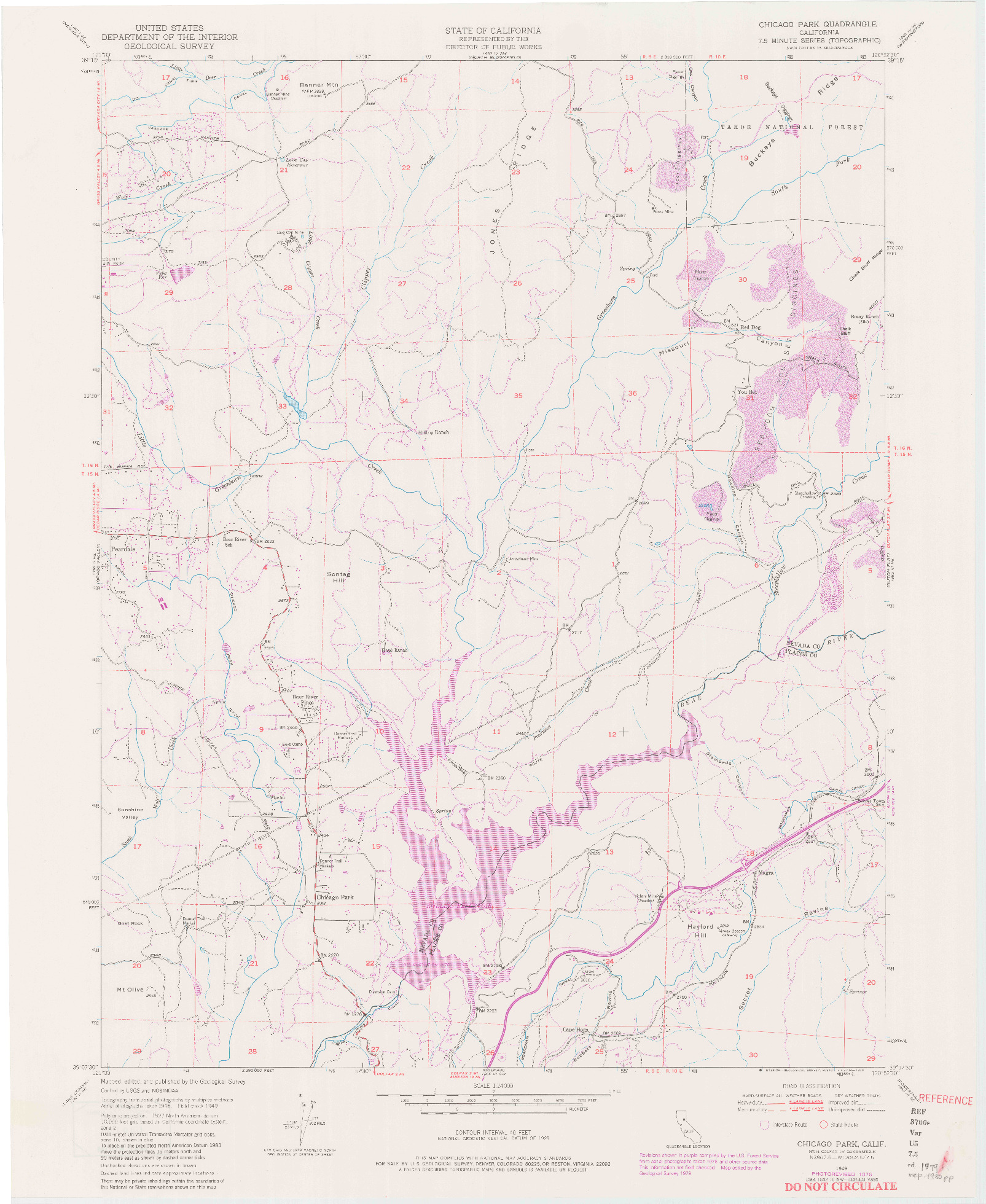 USGS 1:24000-SCALE QUADRANGLE FOR CHICAGO PARK, CA 1949