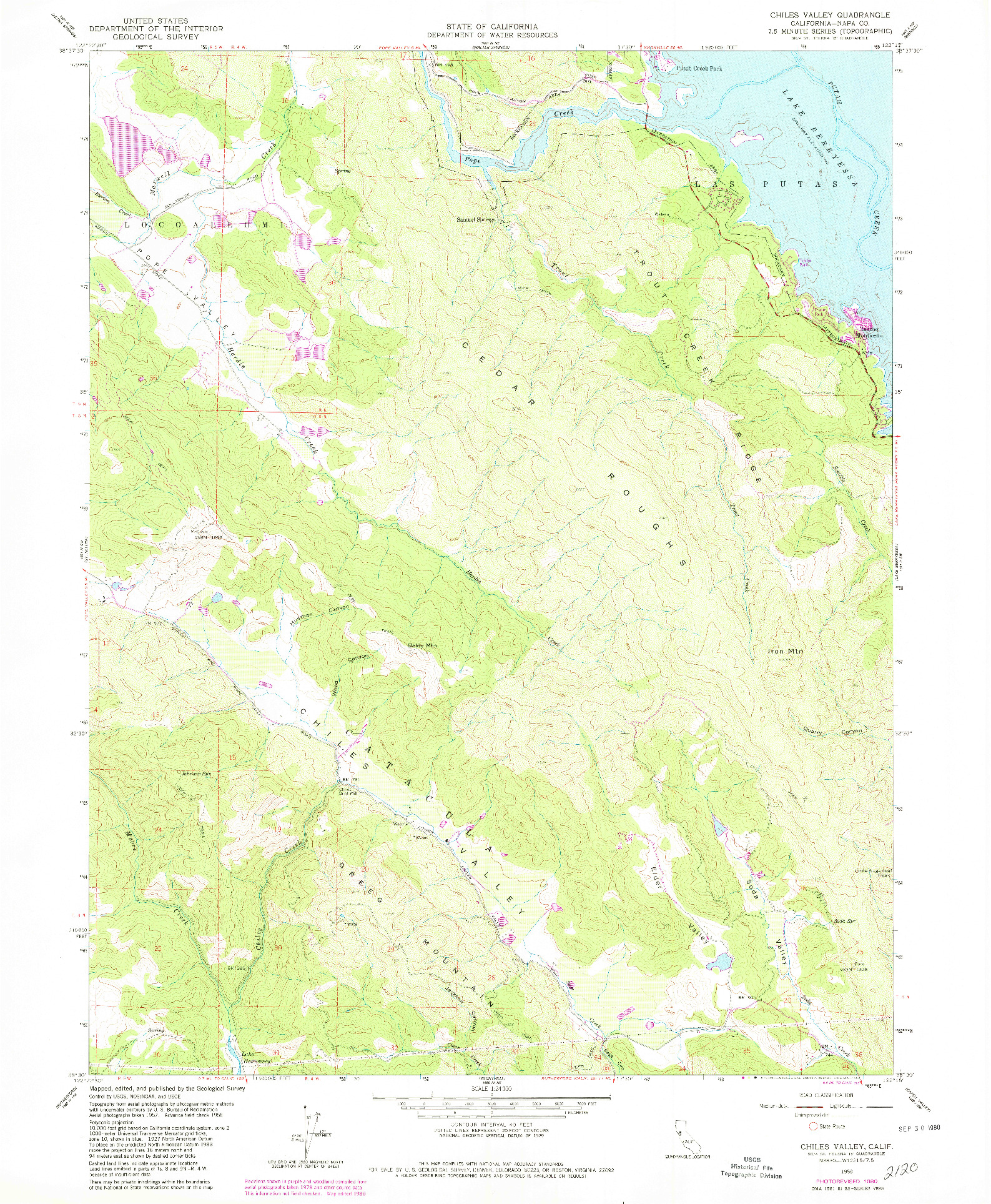 USGS 1:24000-SCALE QUADRANGLE FOR CHILES VALLEY, CA 1958