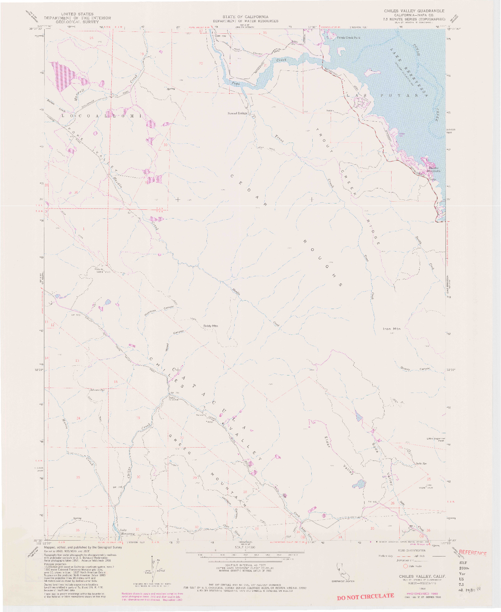 USGS 1:24000-SCALE QUADRANGLE FOR CHILES VALLEY, CA 1958