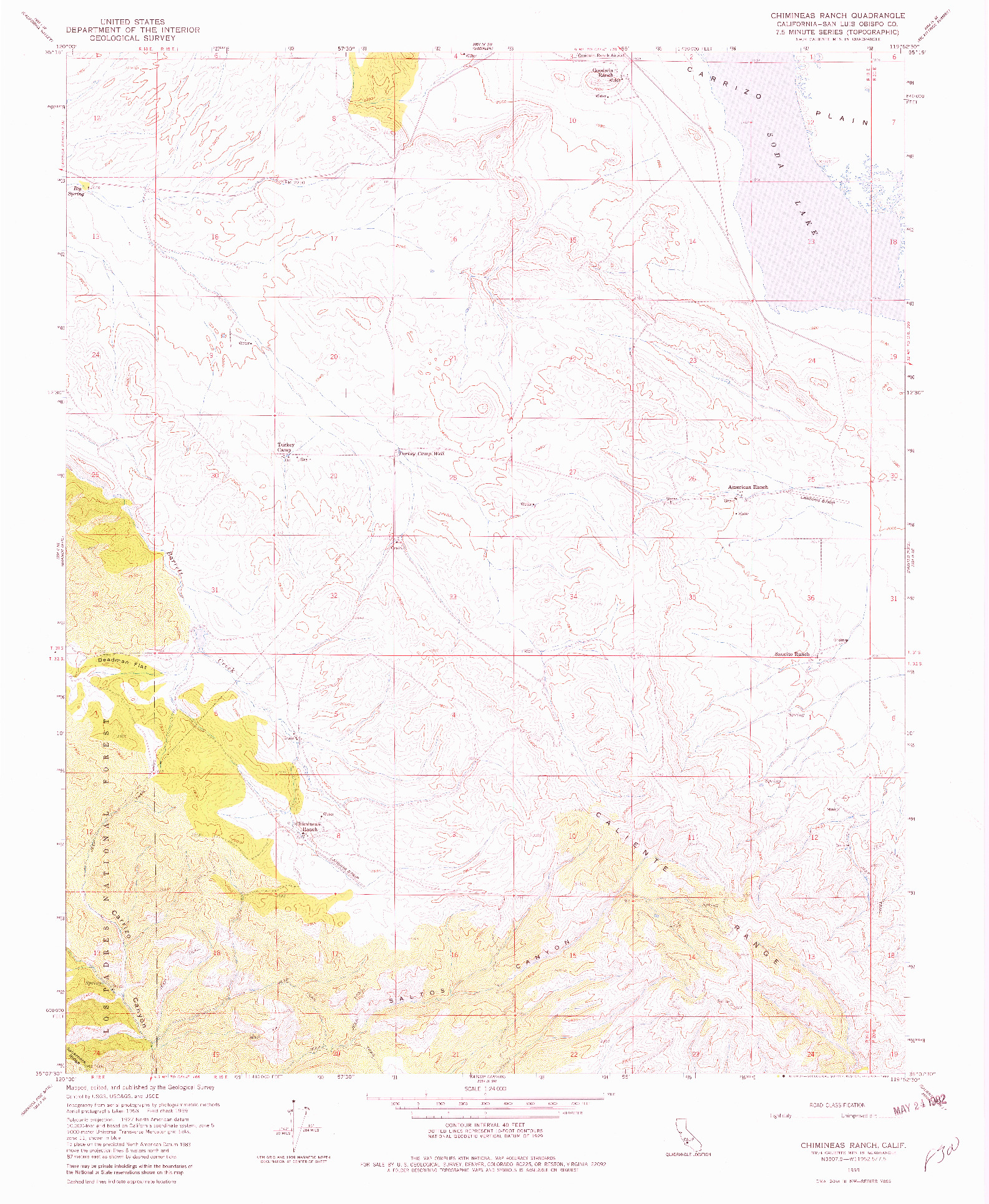 USGS 1:24000-SCALE QUADRANGLE FOR CHIMINEAS RANCH, CA 1959