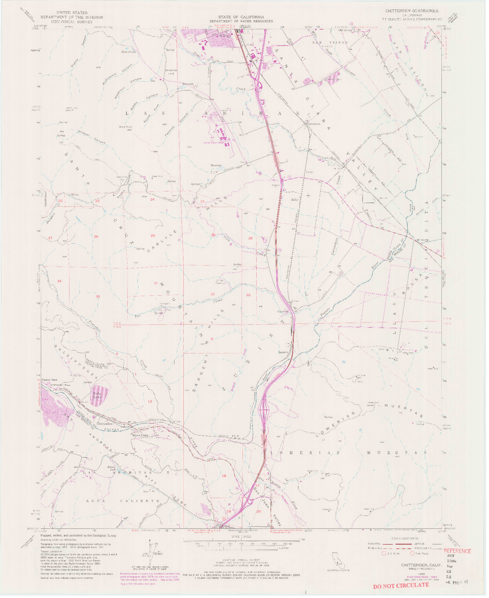 USGS 1:24000-SCALE QUADRANGLE FOR CHITTENDEN, CA 1955