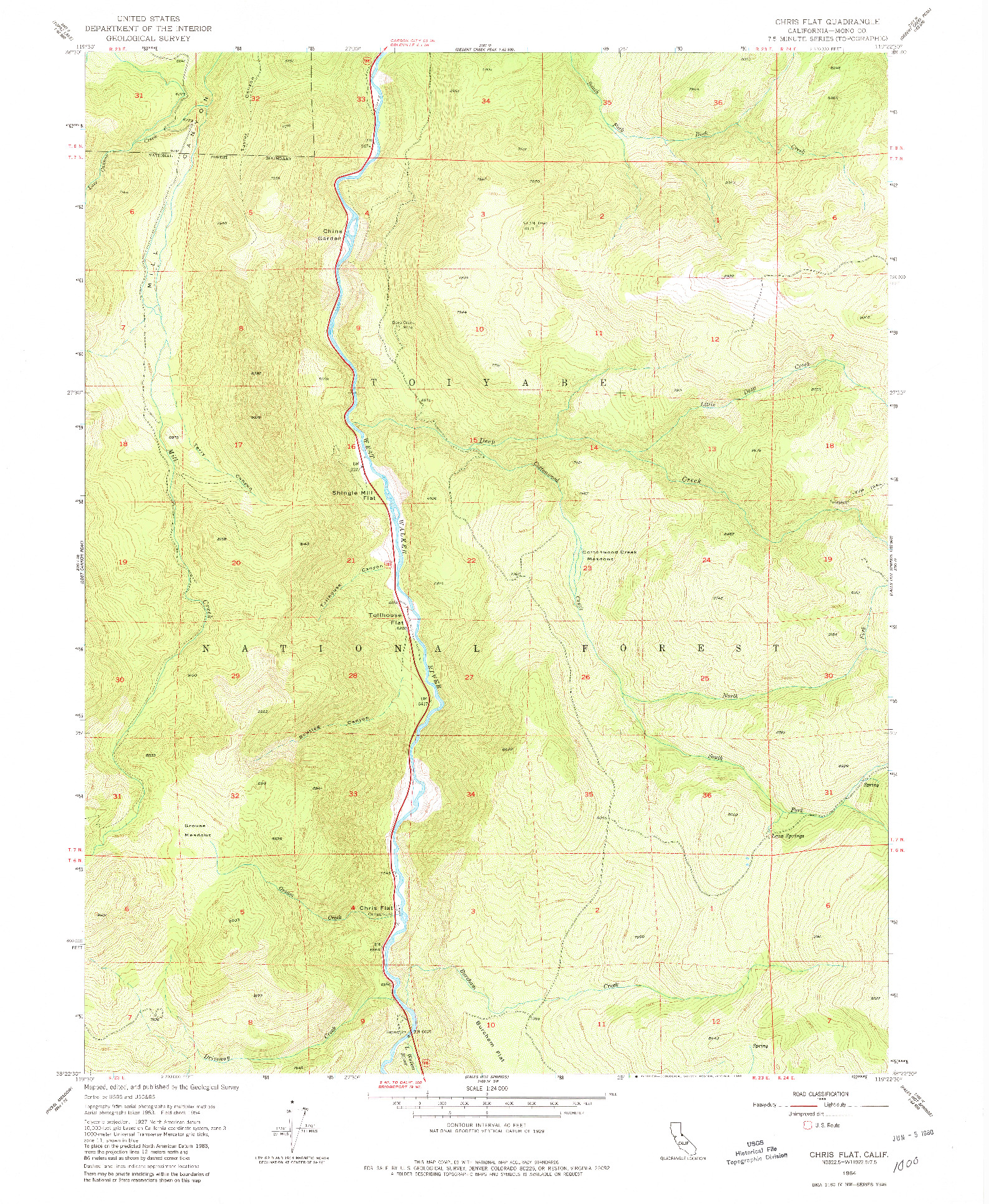 USGS 1:24000-SCALE QUADRANGLE FOR CHRIS FLAT, CA 1954