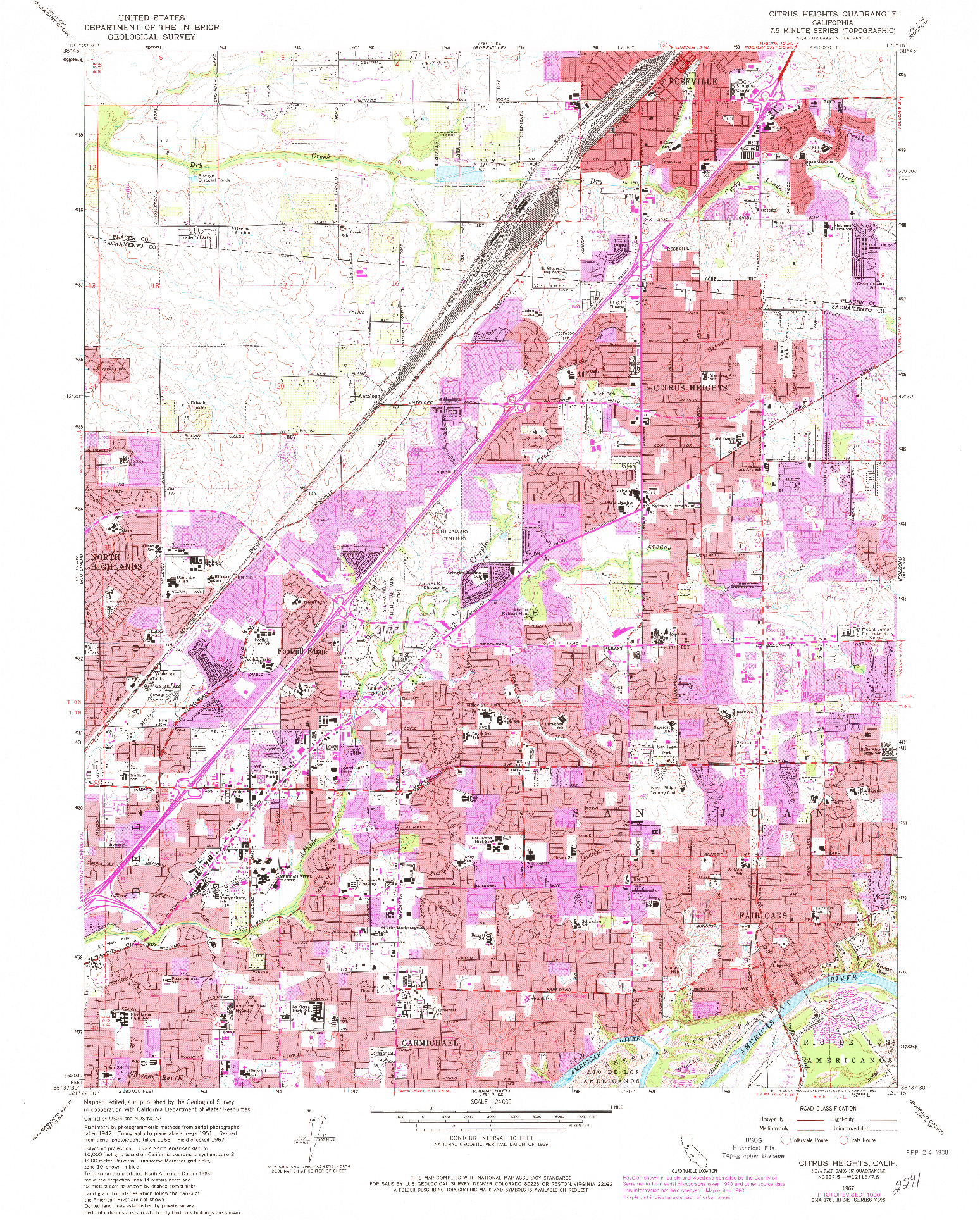 USGS 1:24000-SCALE QUADRANGLE FOR CITRUS HEIGHTS, CA 1967