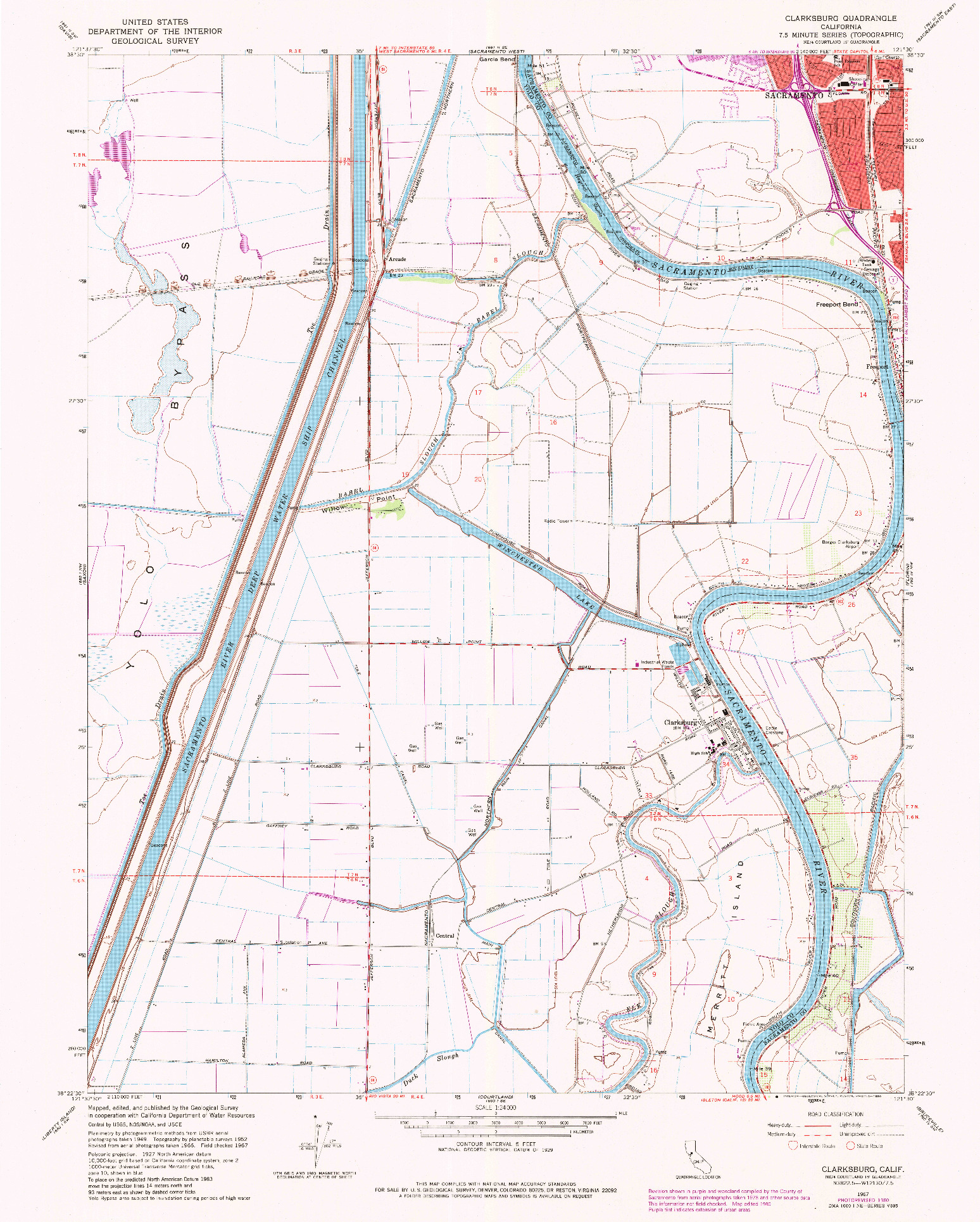 USGS 1:24000-SCALE QUADRANGLE FOR CLARKSBURG, CA 1967