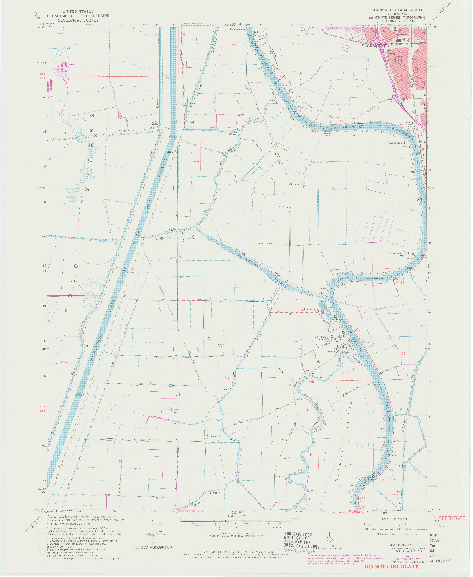 USGS 1:24000-SCALE QUADRANGLE FOR CLARKSBURG, CA 1967
