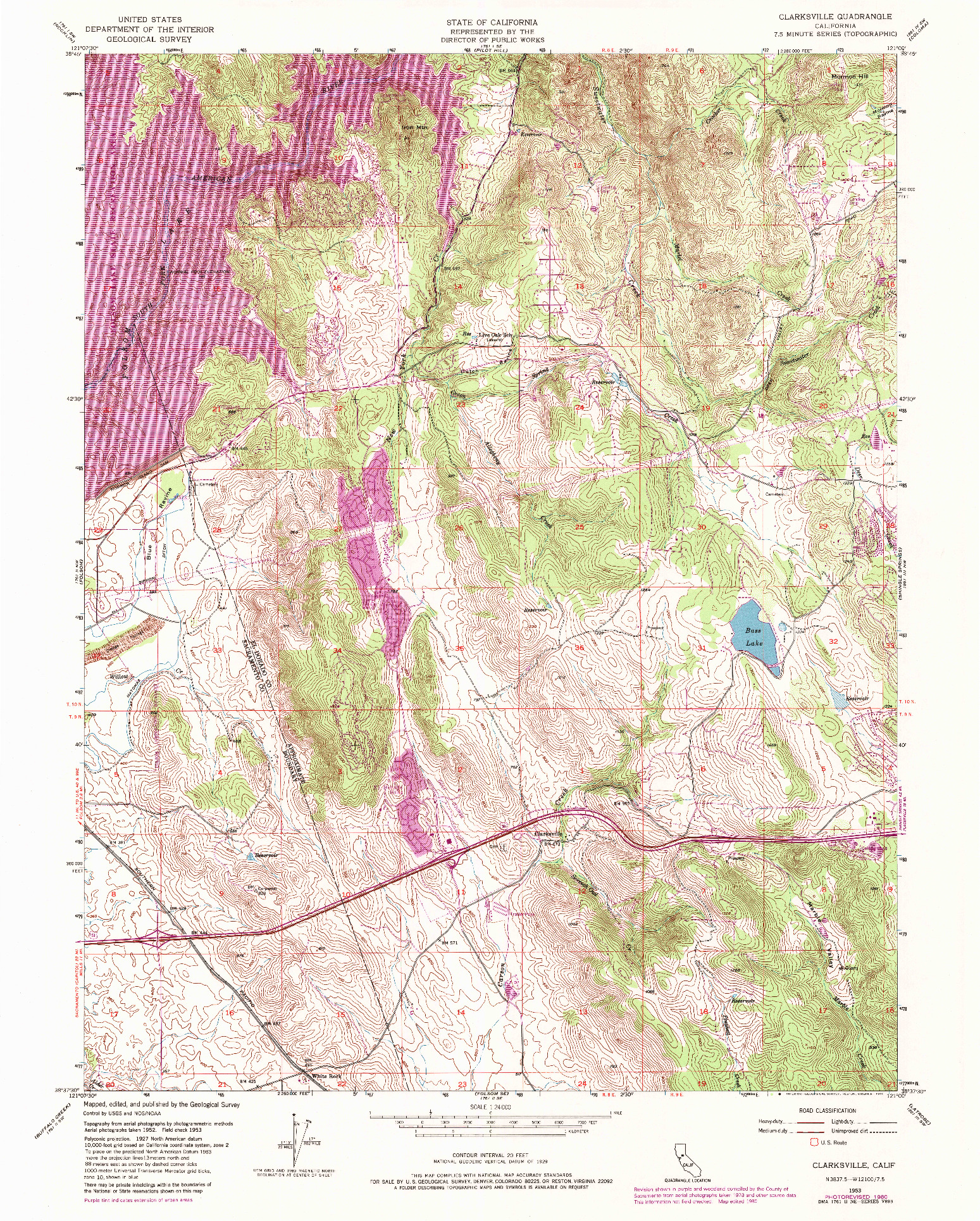 USGS 1:24000-SCALE QUADRANGLE FOR CLARKSVILLE, CA 1953