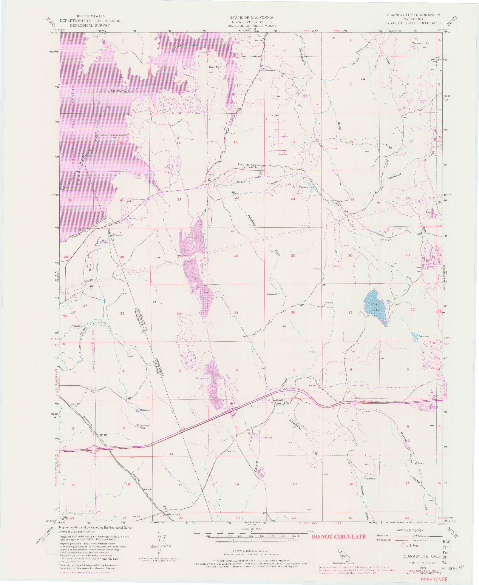 USGS 1:24000-SCALE QUADRANGLE FOR CLARKSVILLE, CA 1953