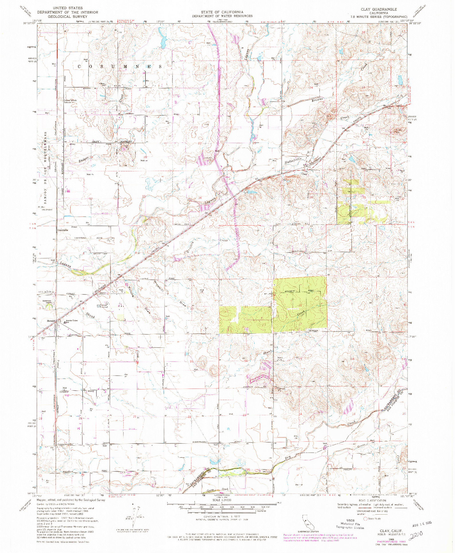 USGS 1:24000-SCALE QUADRANGLE FOR CLAY, CA 1968