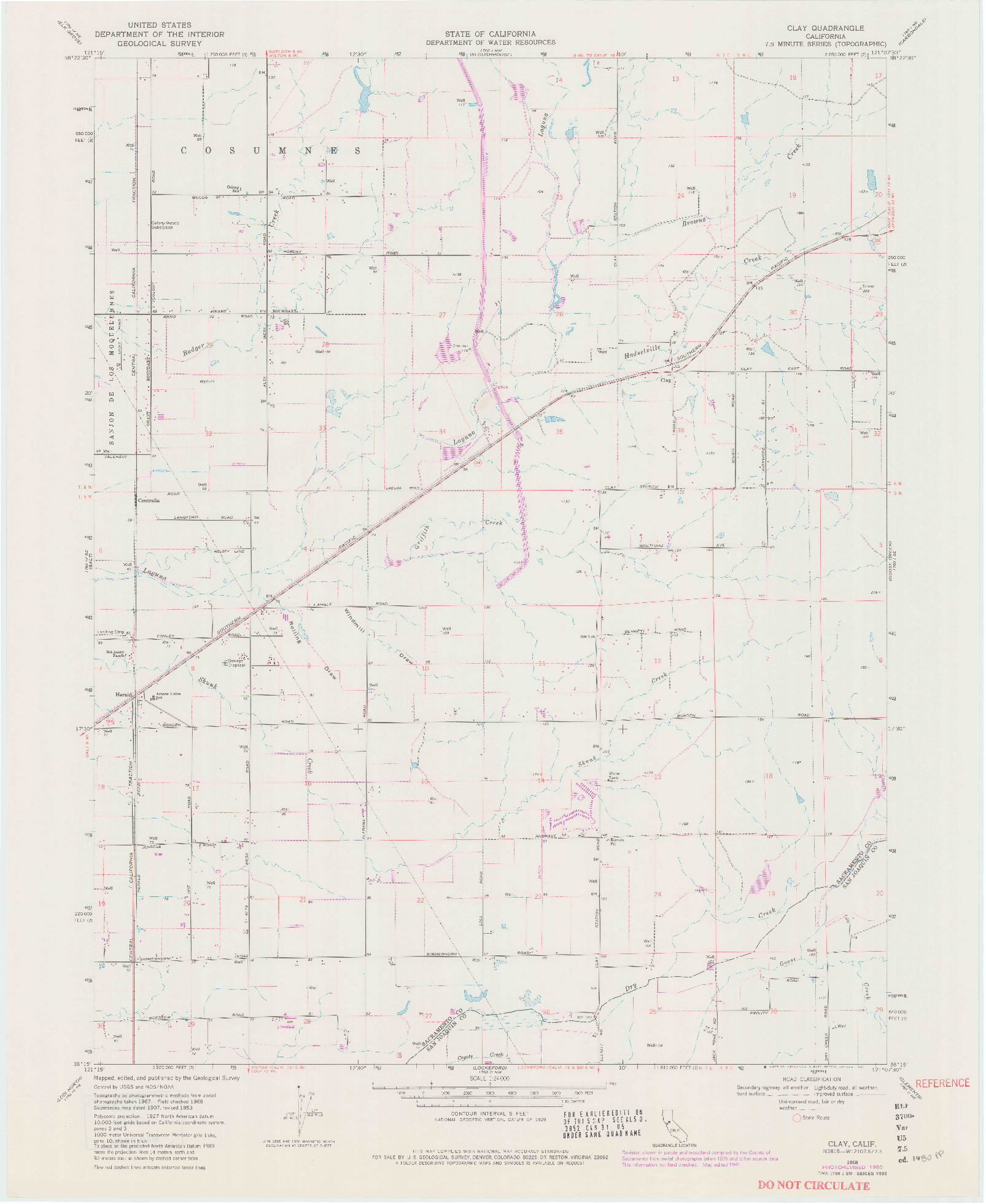 USGS 1:24000-SCALE QUADRANGLE FOR CLAY, CA 1968