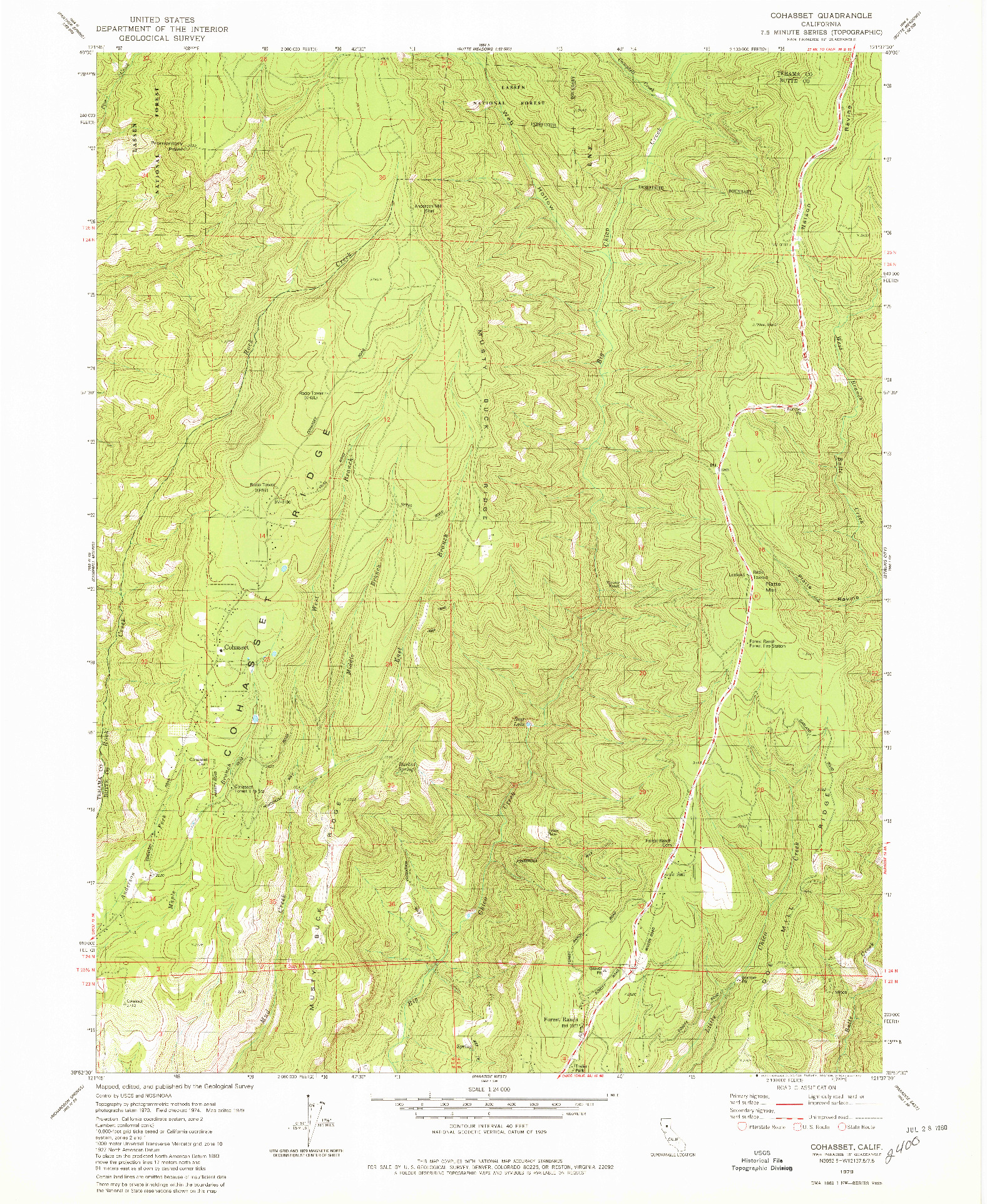 USGS 1:24000-SCALE QUADRANGLE FOR COHASSET, CA 1979