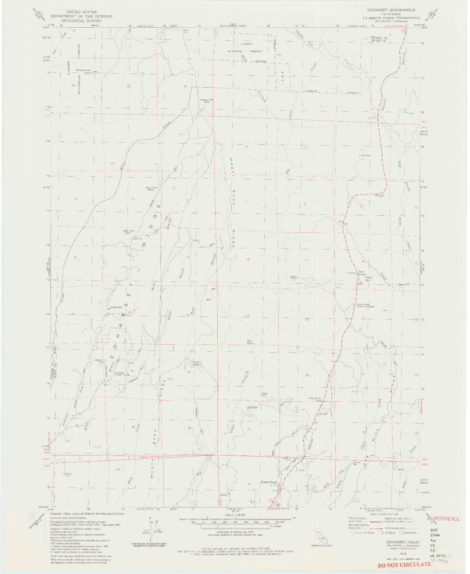 USGS 1:24000-SCALE QUADRANGLE FOR COHASSET, CA 1979
