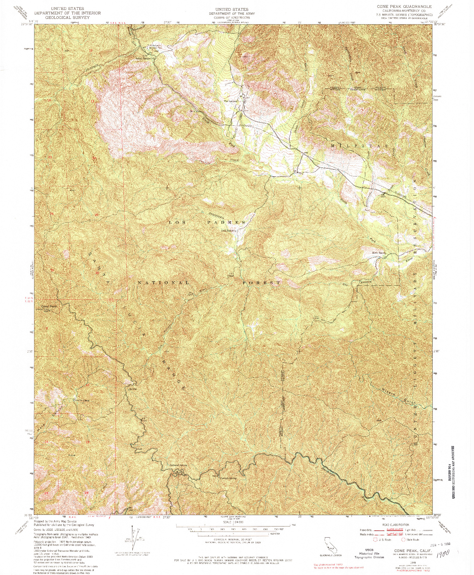 USGS 1:24000-SCALE QUADRANGLE FOR CONE PEAK, CA 1949
