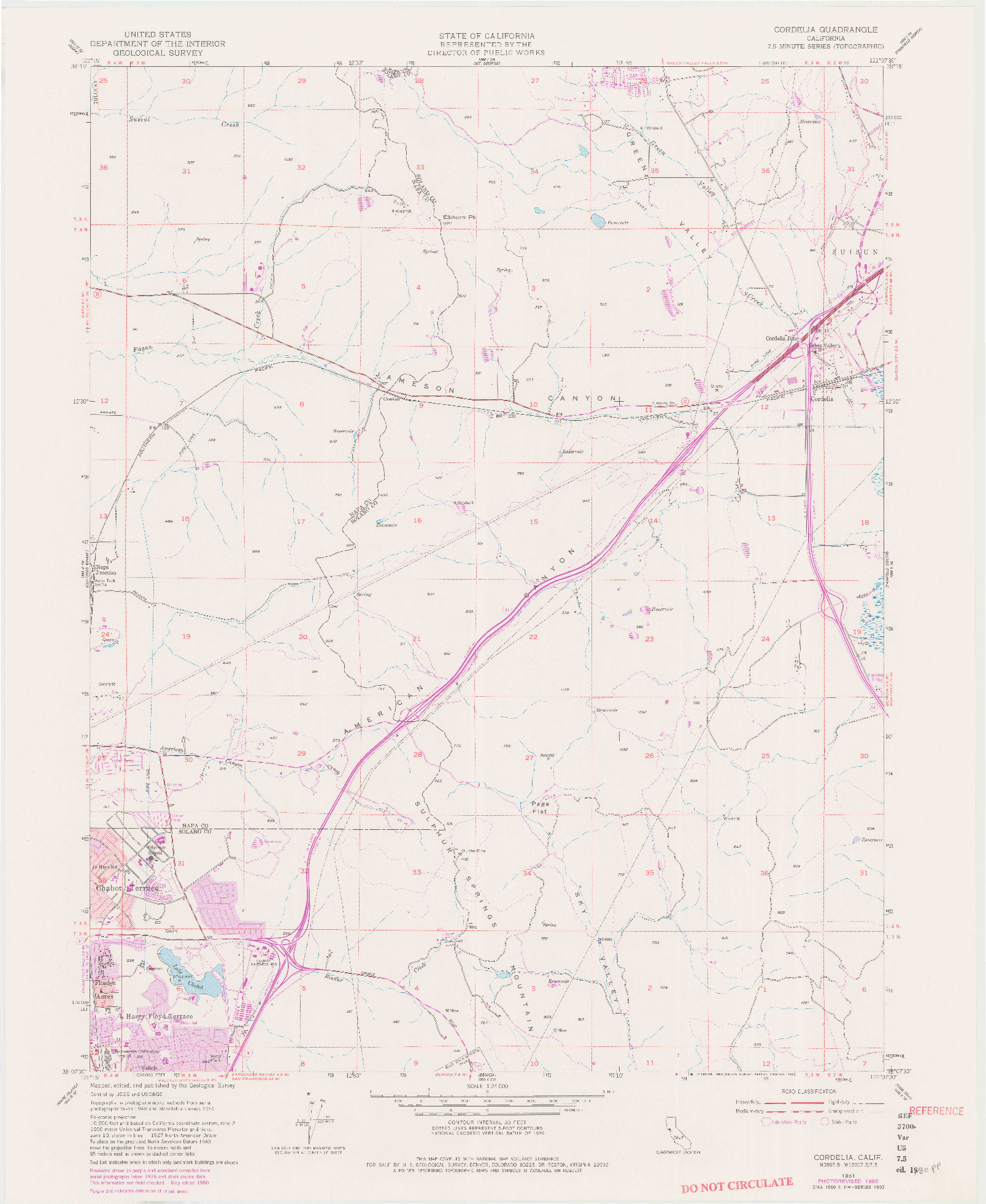 USGS 1:24000-SCALE QUADRANGLE FOR CORDELIA, CA 1951