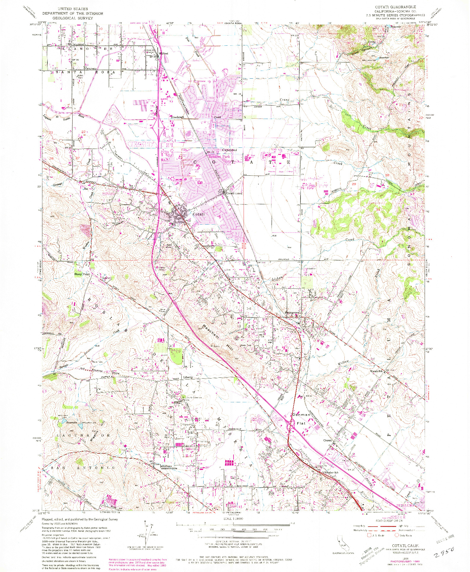 USGS 1:24000-SCALE QUADRANGLE FOR COTATI, CA 1954