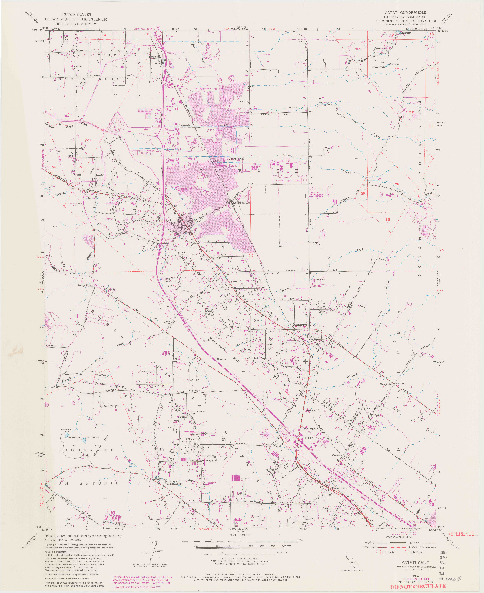 USGS 1:24000-SCALE QUADRANGLE FOR COTATI, CA 1954