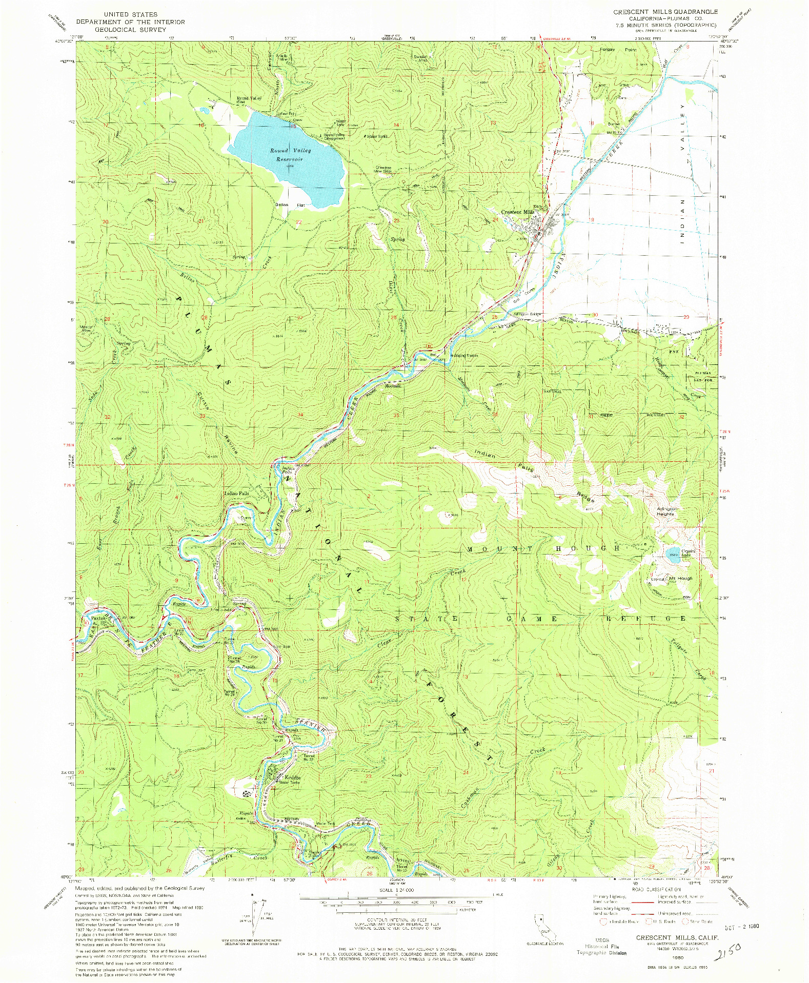 USGS 1:24000-SCALE QUADRANGLE FOR CRESCENT MILLS, CA 1980