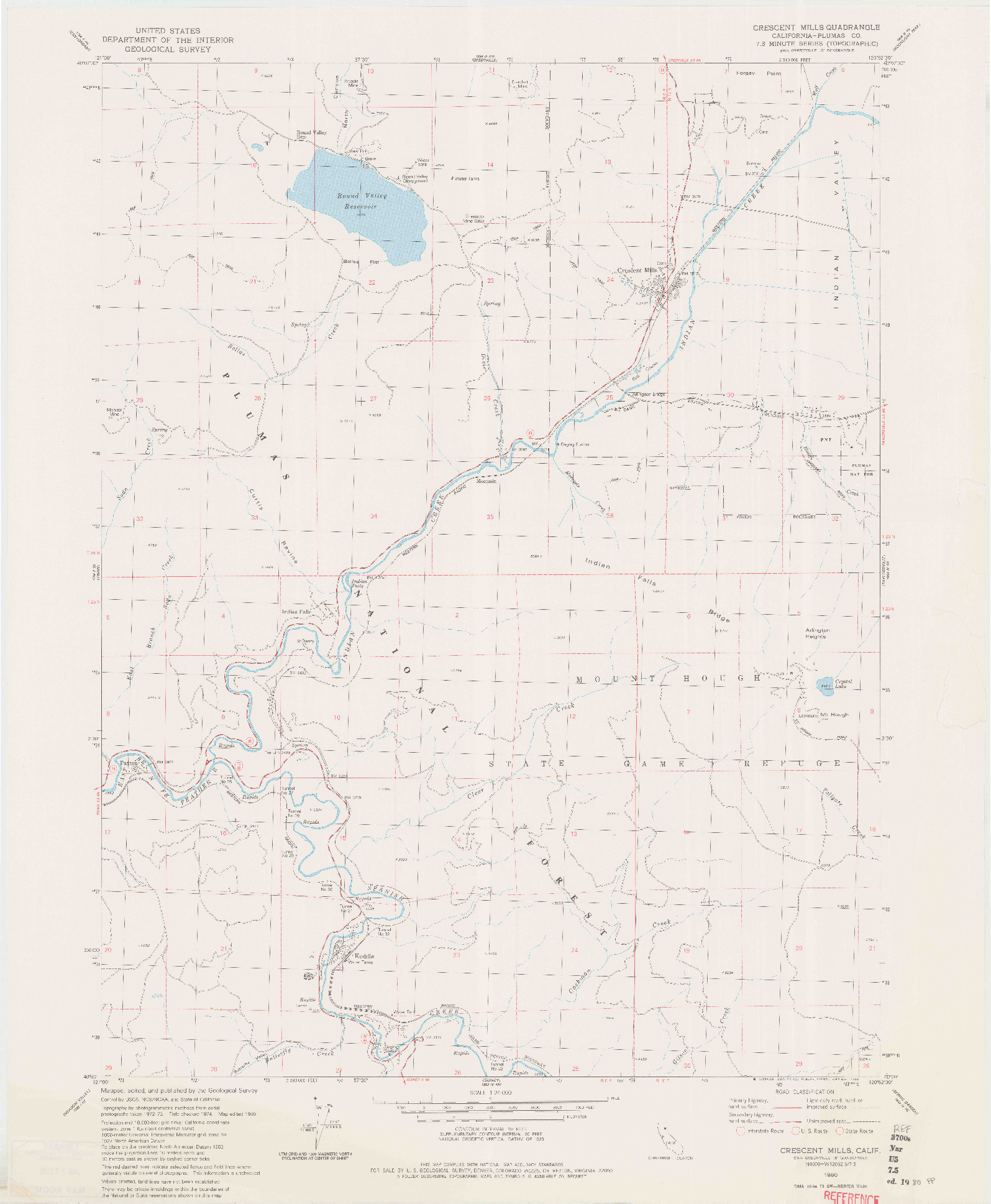 USGS 1:24000-SCALE QUADRANGLE FOR CRESCENT MILLS, CA 1980