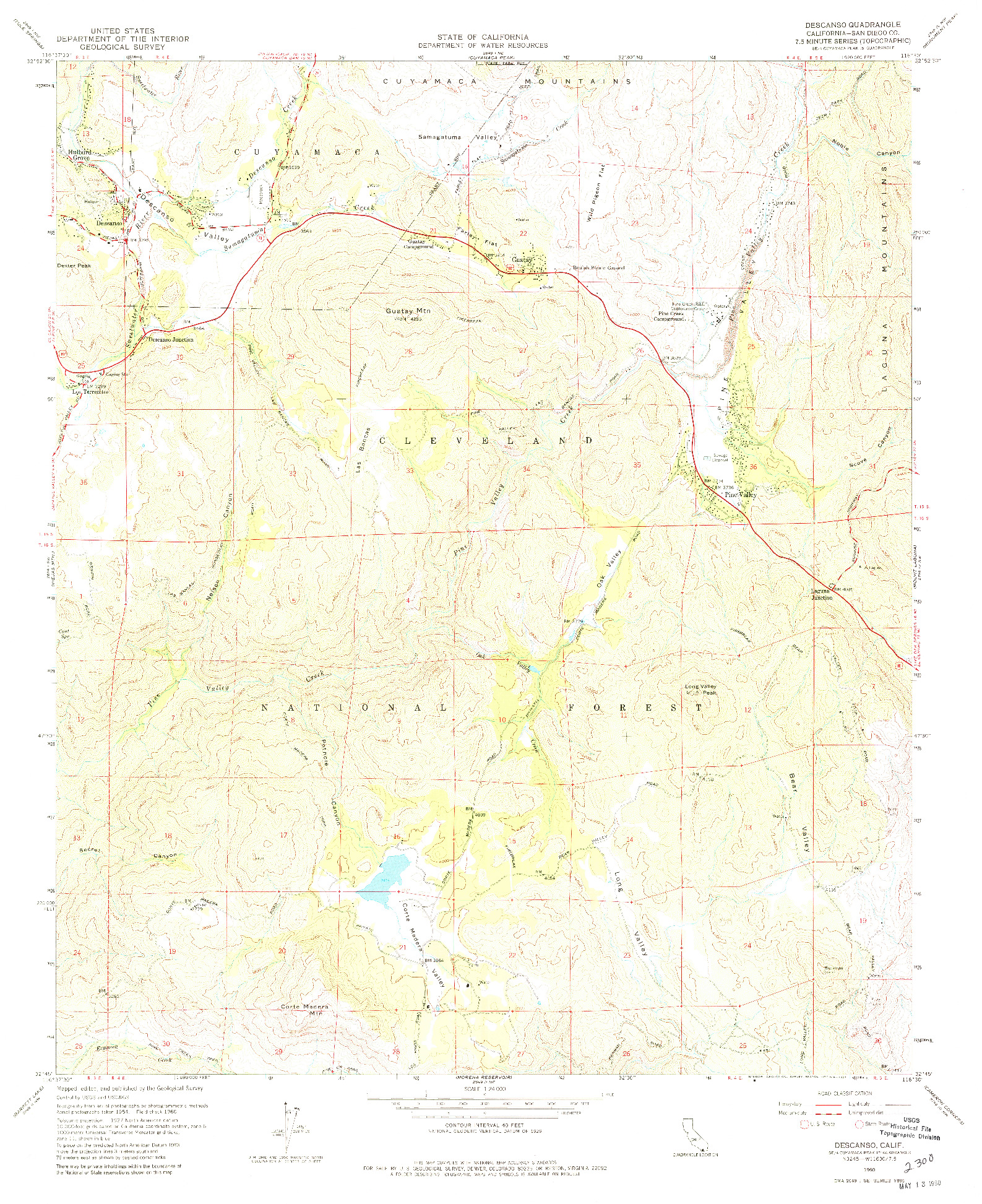 USGS 1:24000-SCALE QUADRANGLE FOR DESCANSO, CA 1960