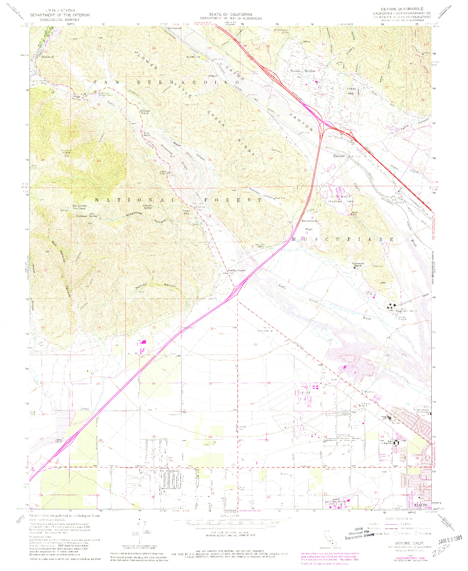 USGS 1:24000-SCALE QUADRANGLE FOR DEVORE, CA 1966