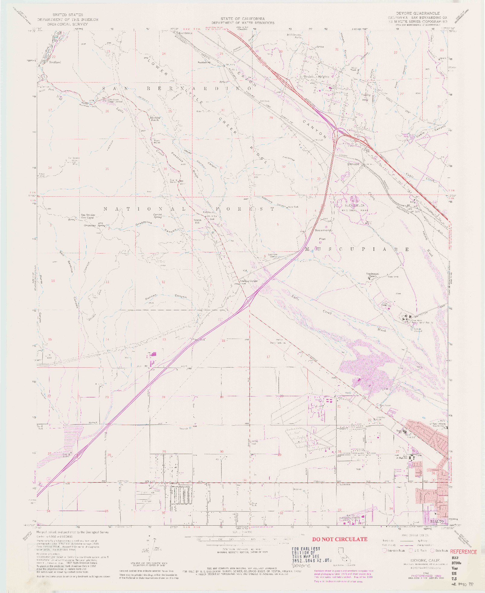 USGS 1:24000-SCALE QUADRANGLE FOR DEVORE, CA 1966