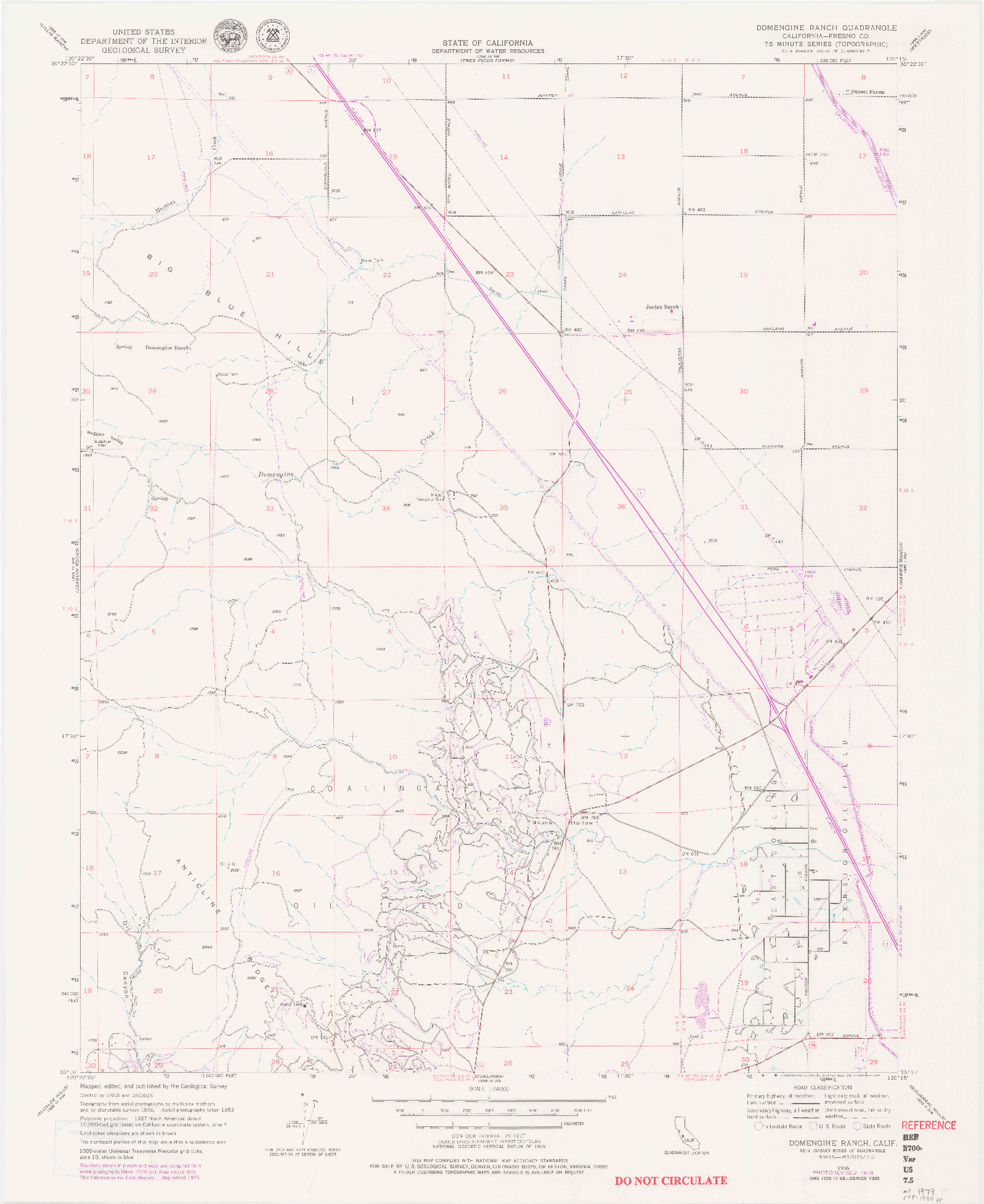 USGS 1:24000-SCALE QUADRANGLE FOR DOMENGINE RANCH, CA 1956