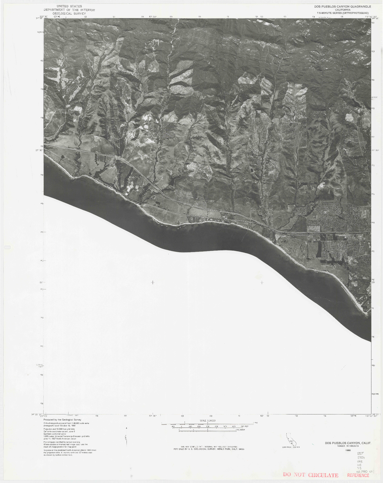 USGS 1:24000-SCALE QUADRANGLE FOR DOS PUEBLOS CANYON, CA 1980