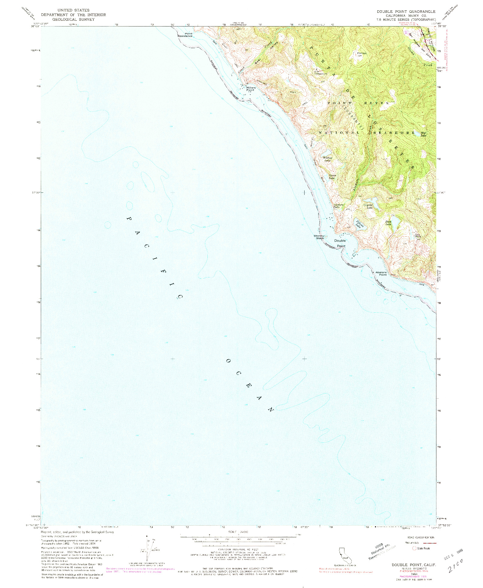 USGS 1:24000-SCALE QUADRANGLE FOR DOUBLE POINT, CA 1954