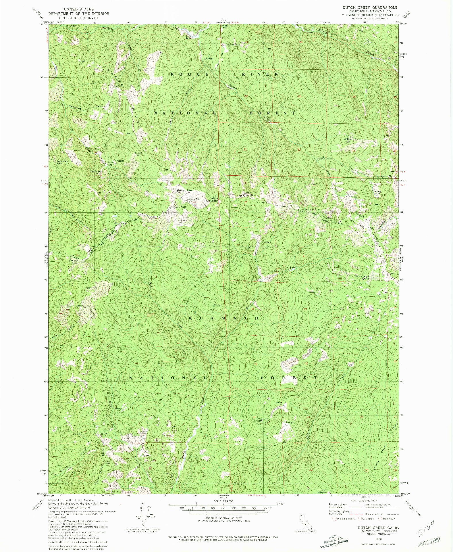 USGS 1:24000-SCALE QUADRANGLE FOR DUTCH CREEK, CA 1980