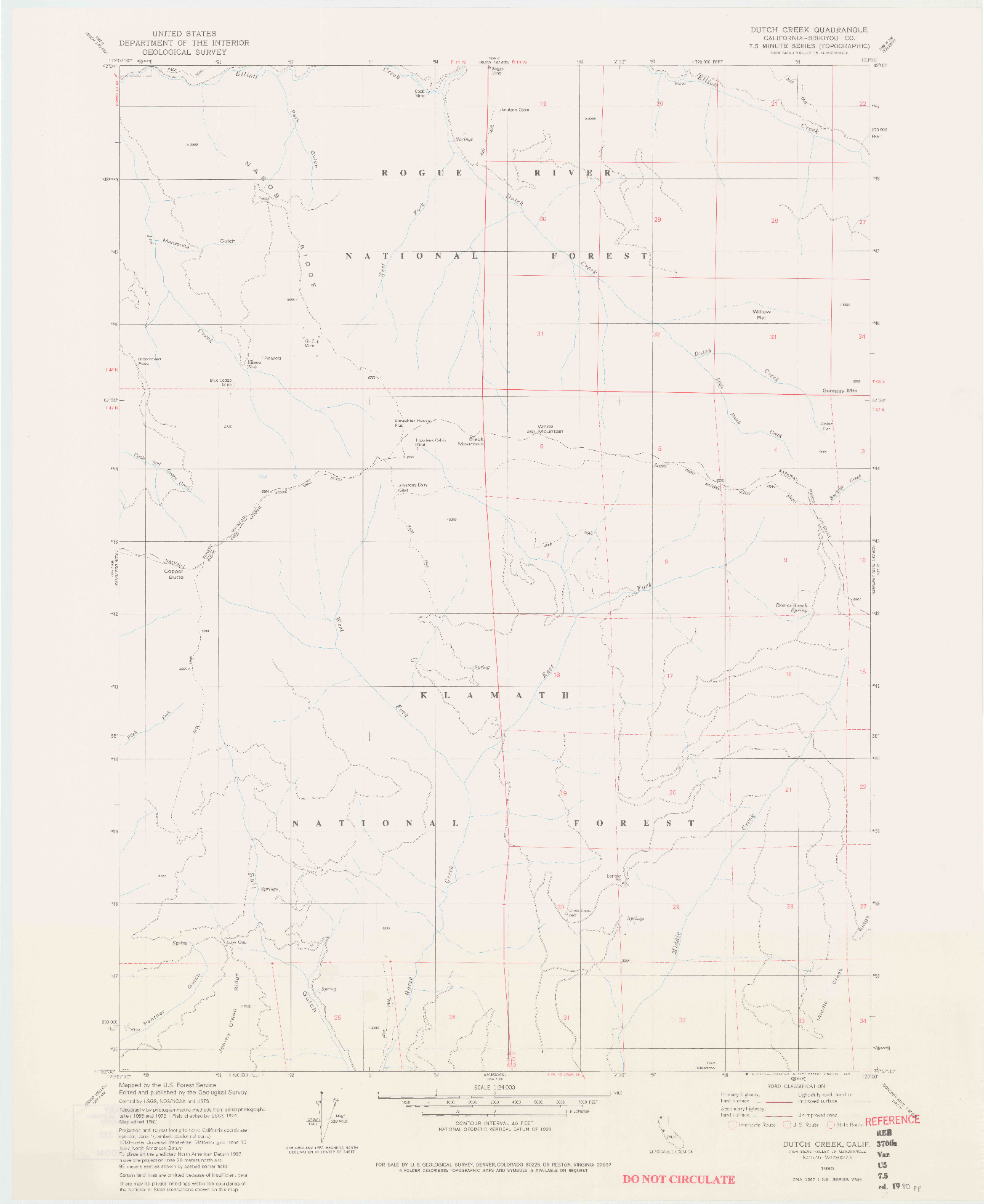 USGS 1:24000-SCALE QUADRANGLE FOR DUTCH CREEK, CA 1980