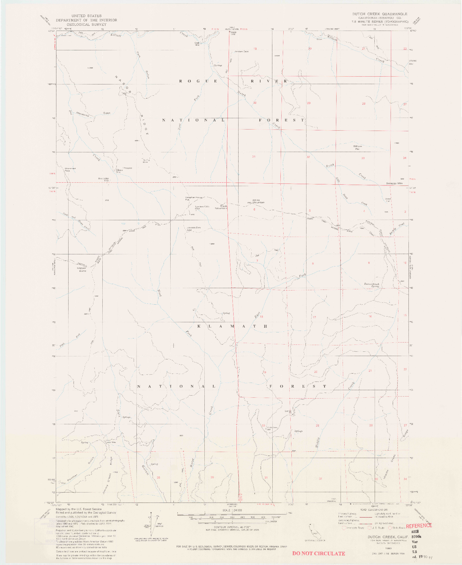 USGS 1:24000-SCALE QUADRANGLE FOR DUTCH CREEK, CA 1980