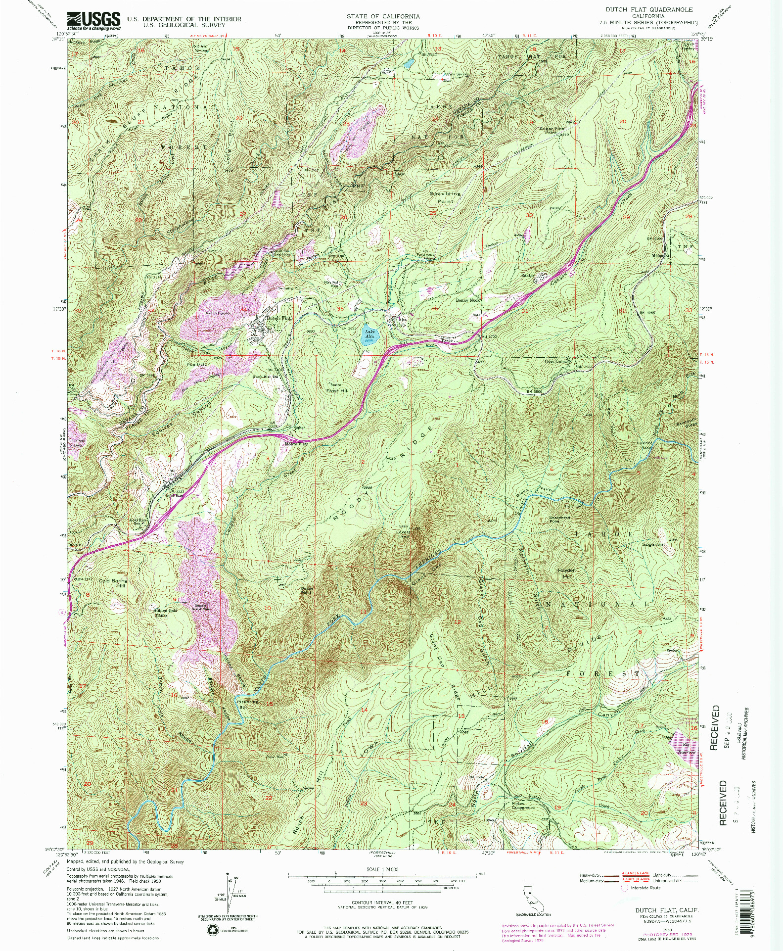 USGS 1:24000-SCALE QUADRANGLE FOR DUTCH FLAT, CA 1950