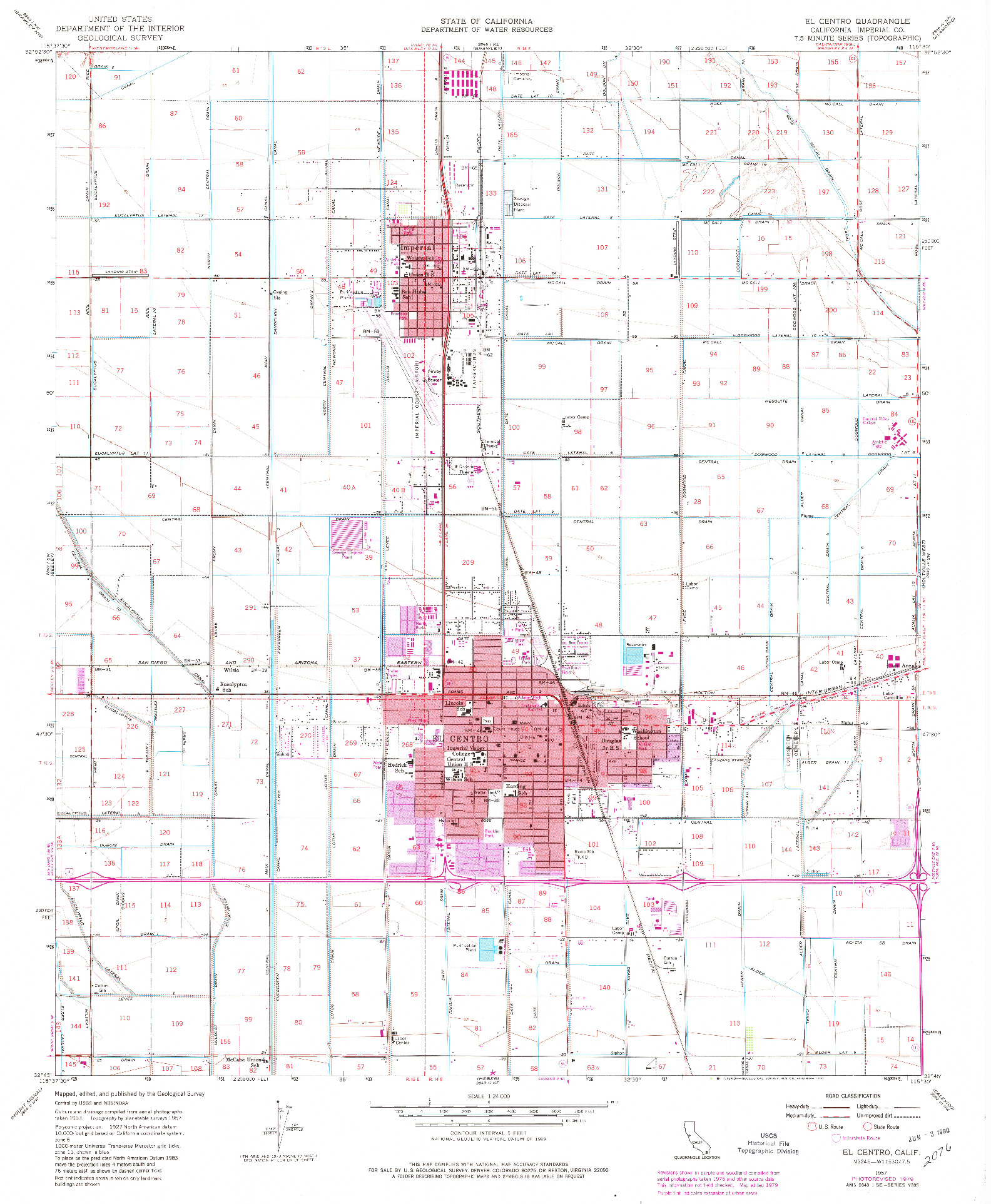 USGS 1:24000-SCALE QUADRANGLE FOR EL CENTRO, CA 1957