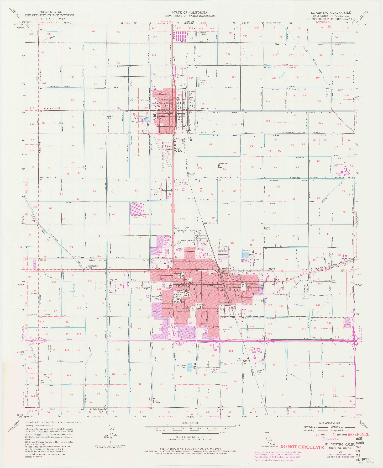 USGS 1:24000-SCALE QUADRANGLE FOR EL CENTRO, CA 1957