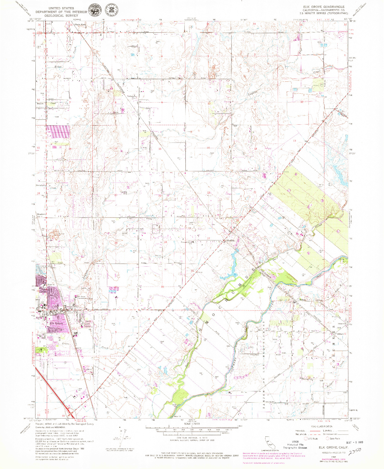 USGS 1:24000-SCALE QUADRANGLE FOR ELK GROVE, CA 1968