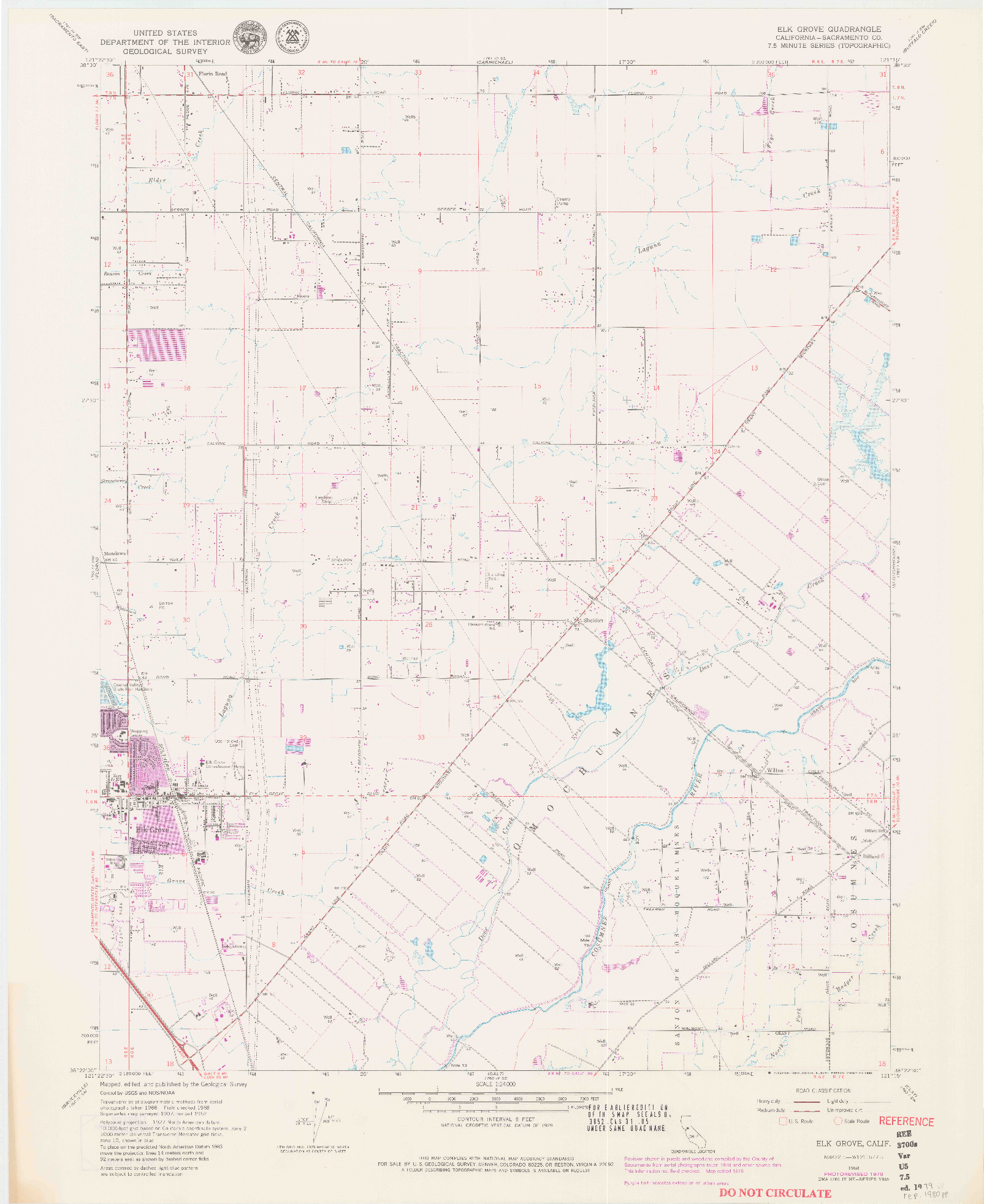 USGS 1:24000-SCALE QUADRANGLE FOR ELK GROVE, CA 1968