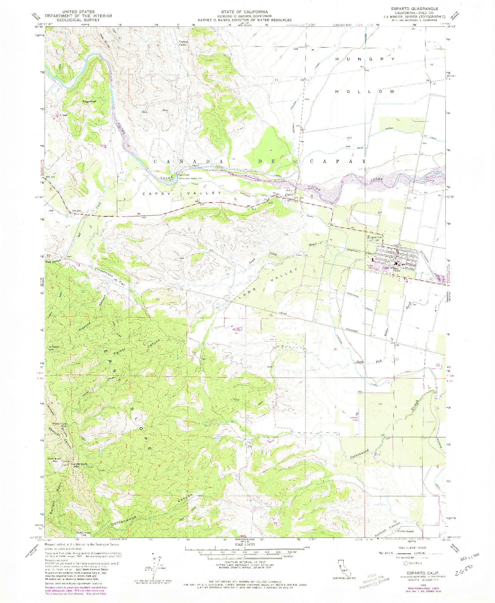 USGS 1:24000-SCALE QUADRANGLE FOR ESPARTO, CA 1959