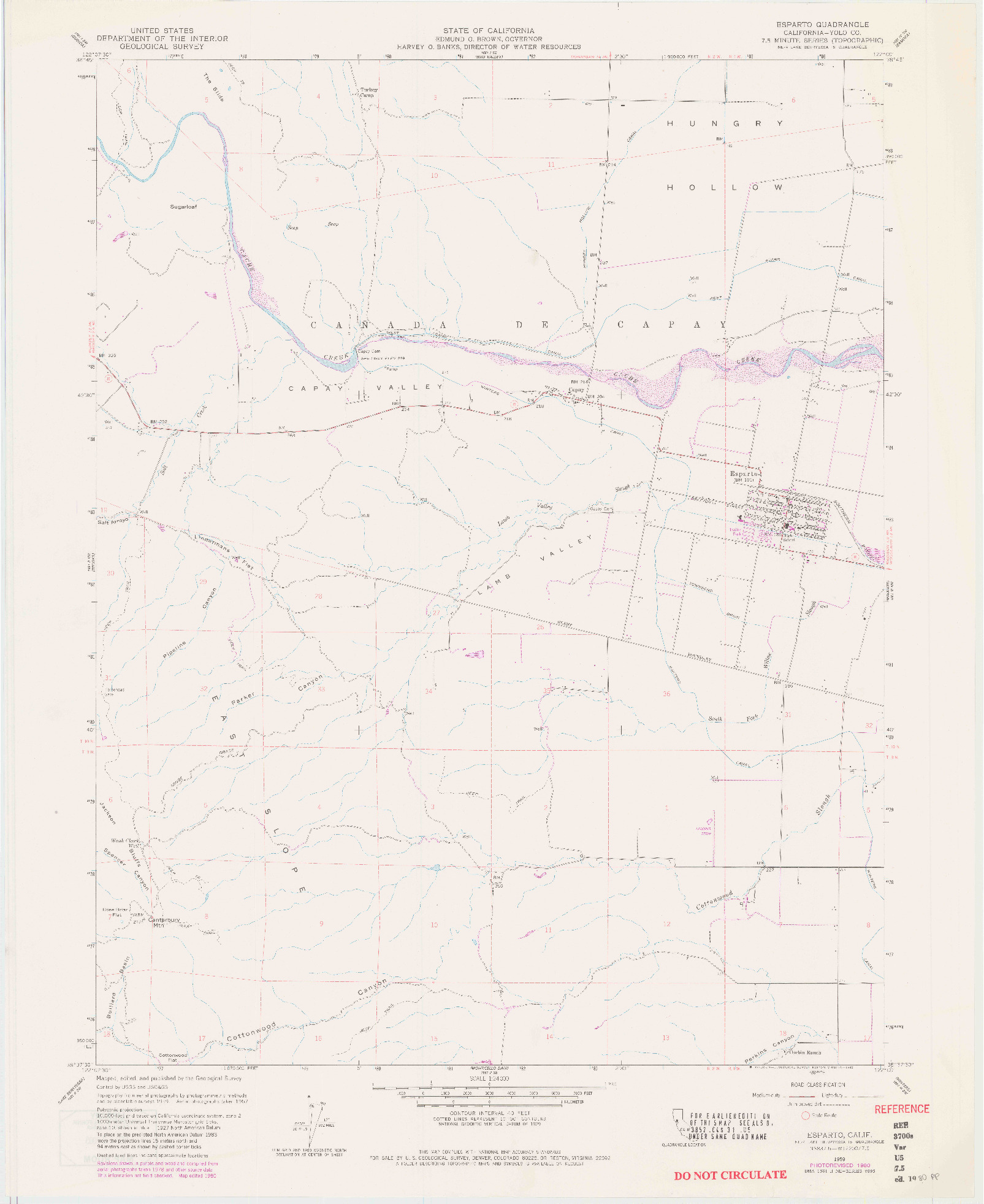 USGS 1:24000-SCALE QUADRANGLE FOR ESPARTO, CA 1959