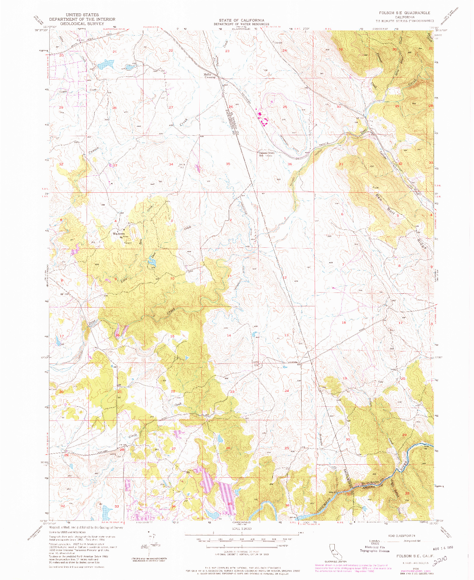 USGS 1:24000-SCALE QUADRANGLE FOR FOLSOM SE, CA 1954