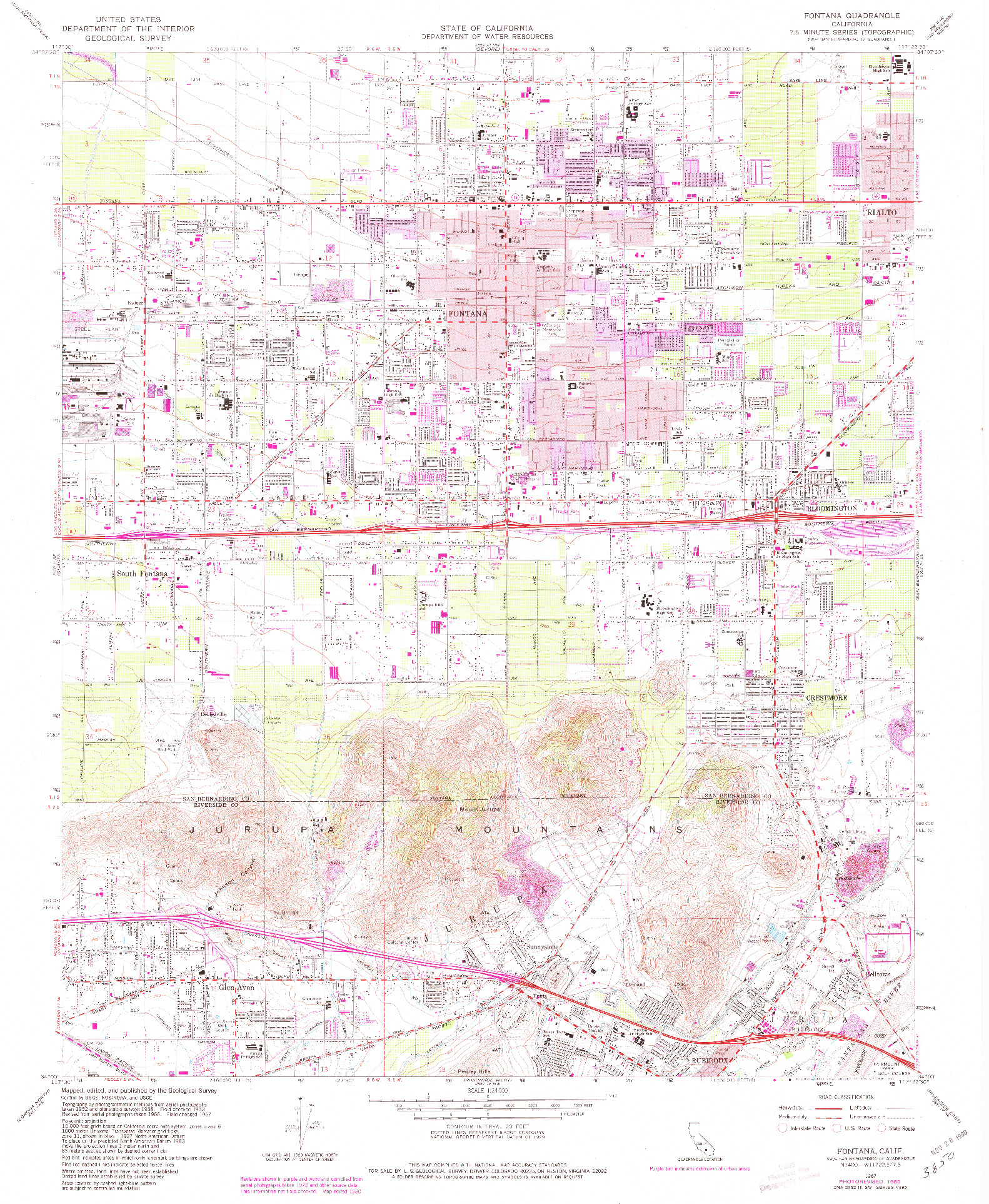 USGS 1:24000-SCALE QUADRANGLE FOR FONTANA, CA 1967