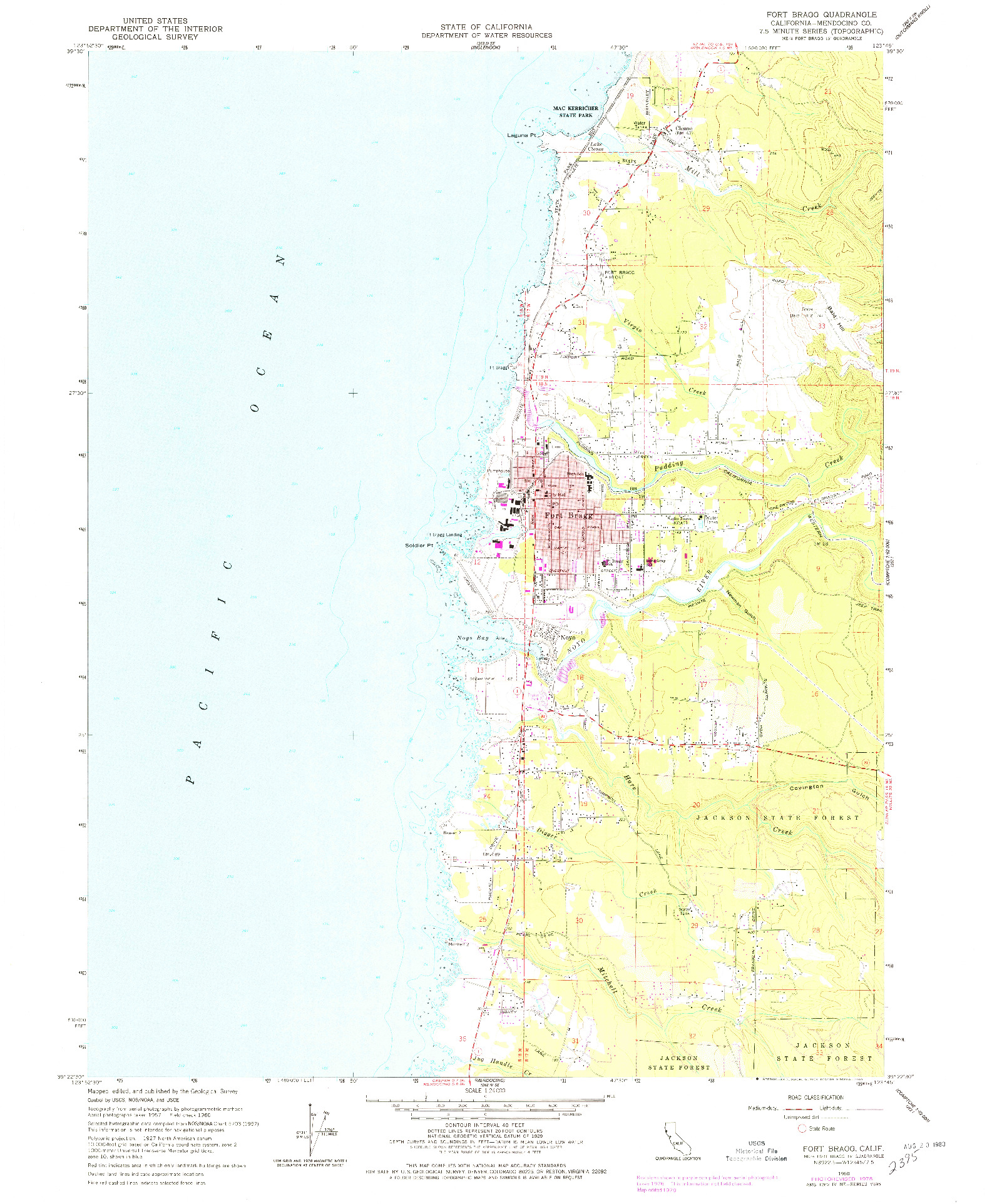 USGS 1:24000-SCALE QUADRANGLE FOR FORT BRAGG, CA 1960