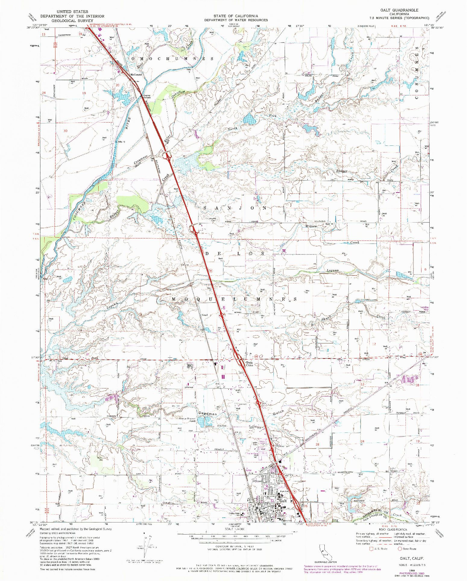 USGS 1:24000-SCALE QUADRANGLE FOR GALT, CA 1968