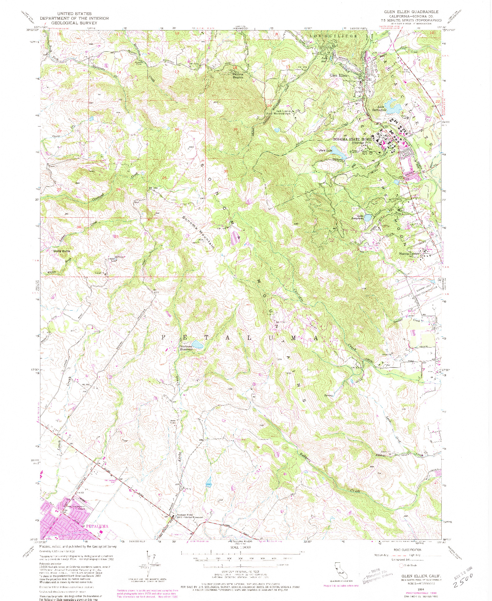 USGS 1:24000-SCALE QUADRANGLE FOR GLEN ELLEN, CA 1954