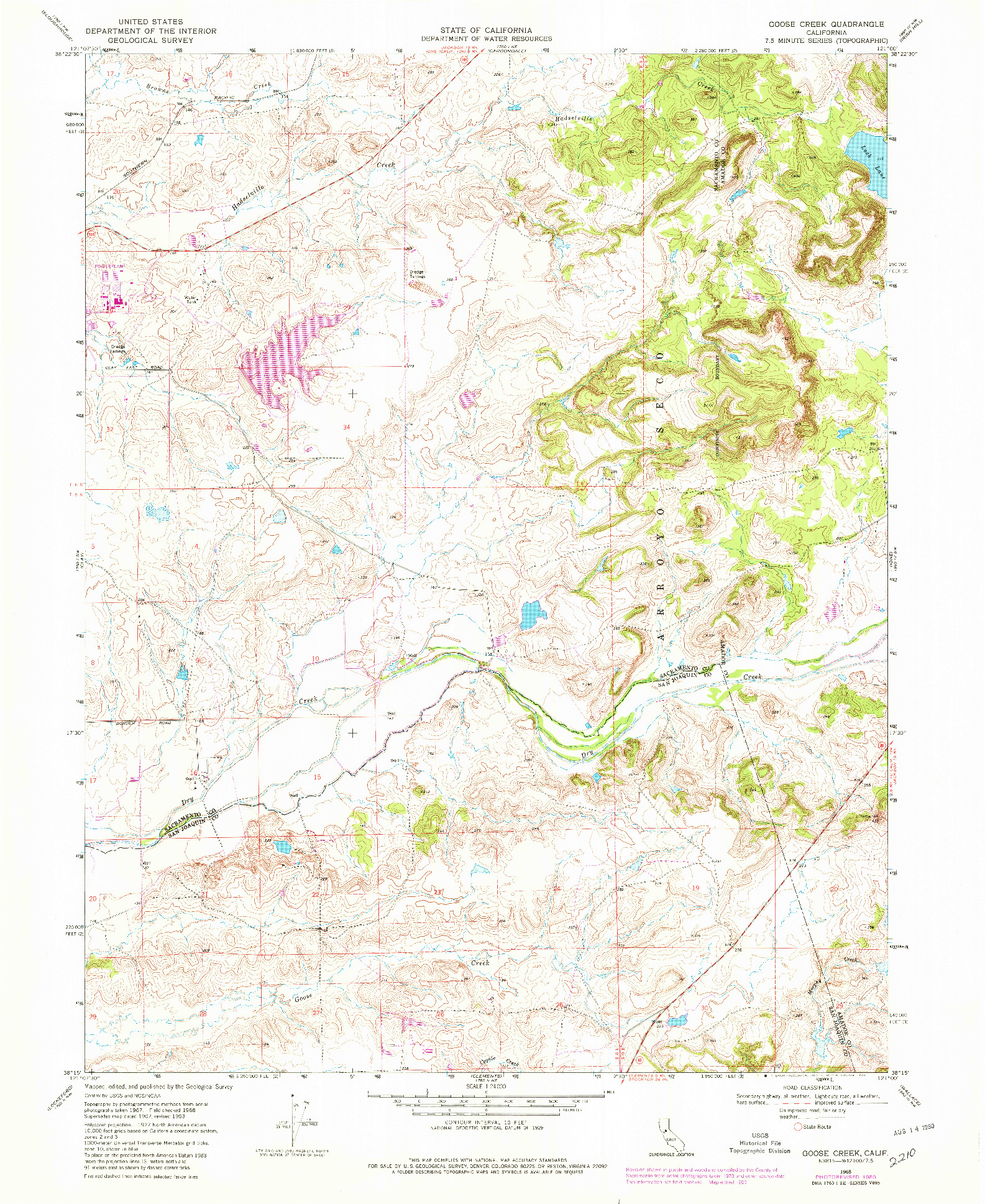 USGS 1:24000-SCALE QUADRANGLE FOR GOOSE CREEK, CA 1968