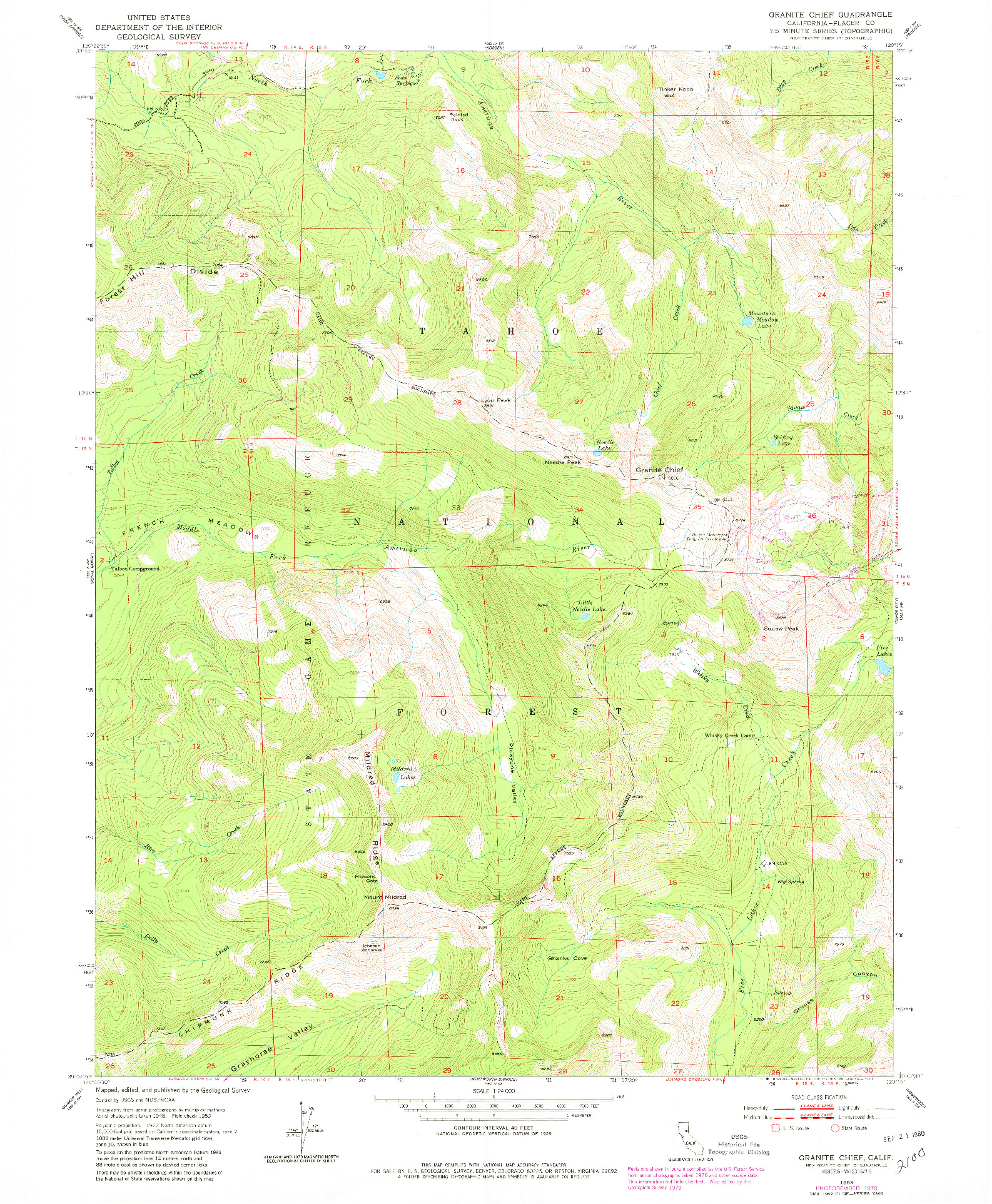 USGS 1:24000-SCALE QUADRANGLE FOR GRANITE CHIEF, CA 1953